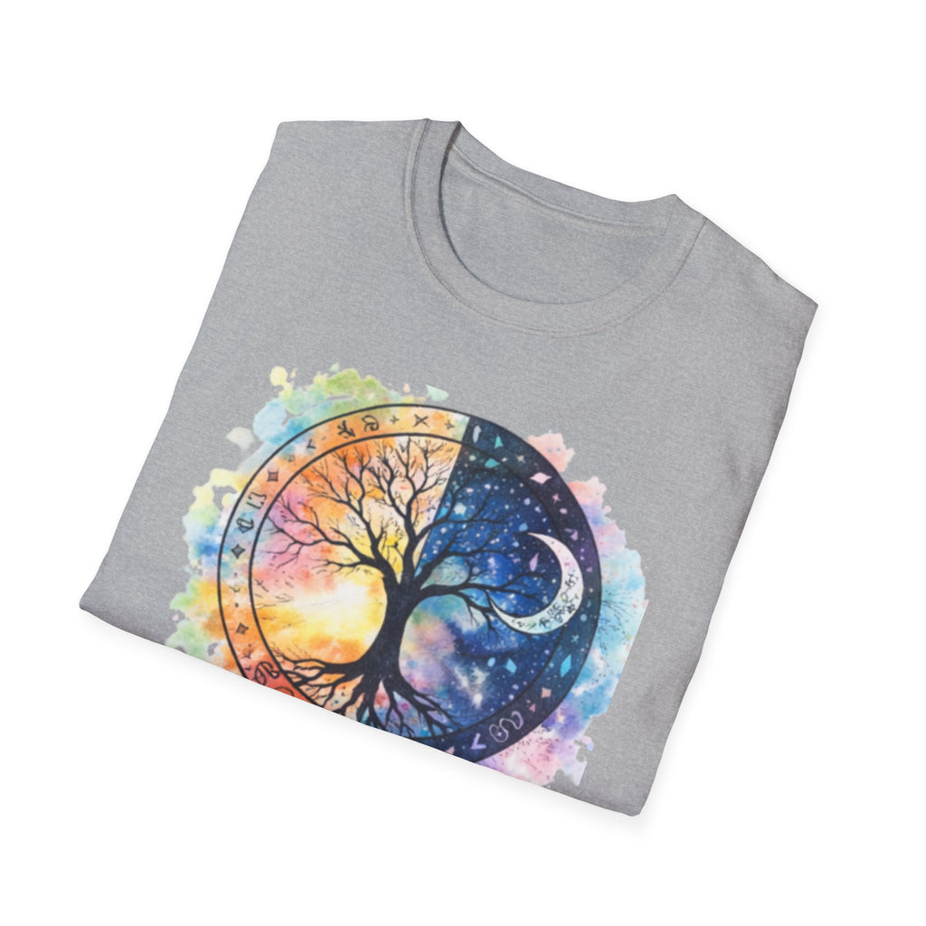 Tree of Life Yin Yang T-Shirt — Watercolor Sun & Moon Graphic Tee