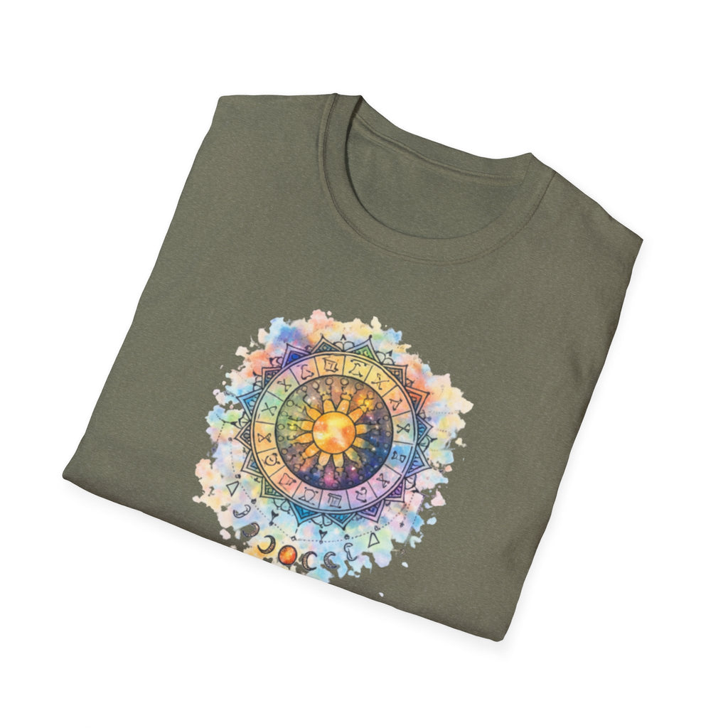 Sun & Moon Zodiac T-Shirt — Watercolor Astrological Mandala Tee