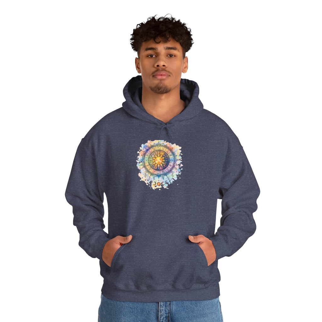 Astrology Compass Hoodie — Boho Tie-Dye Mandala Graphic