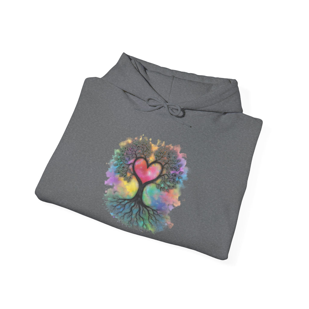 Rainbow Heart Tree Hoodie — Vibrant Spiritual Love Pullover