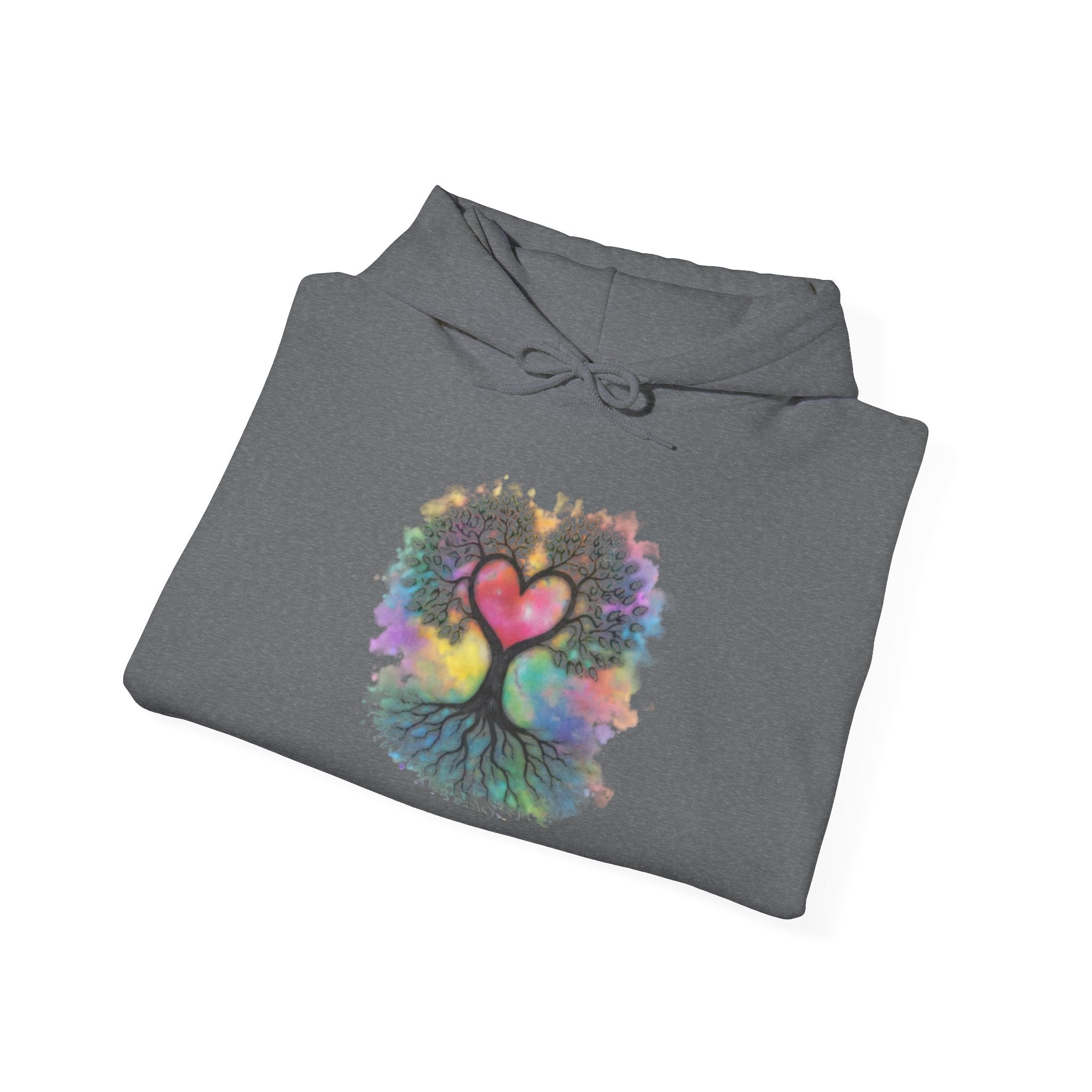 Rainbow Heart Tree Hoodie — Vibrant Spiritual Love Pullover