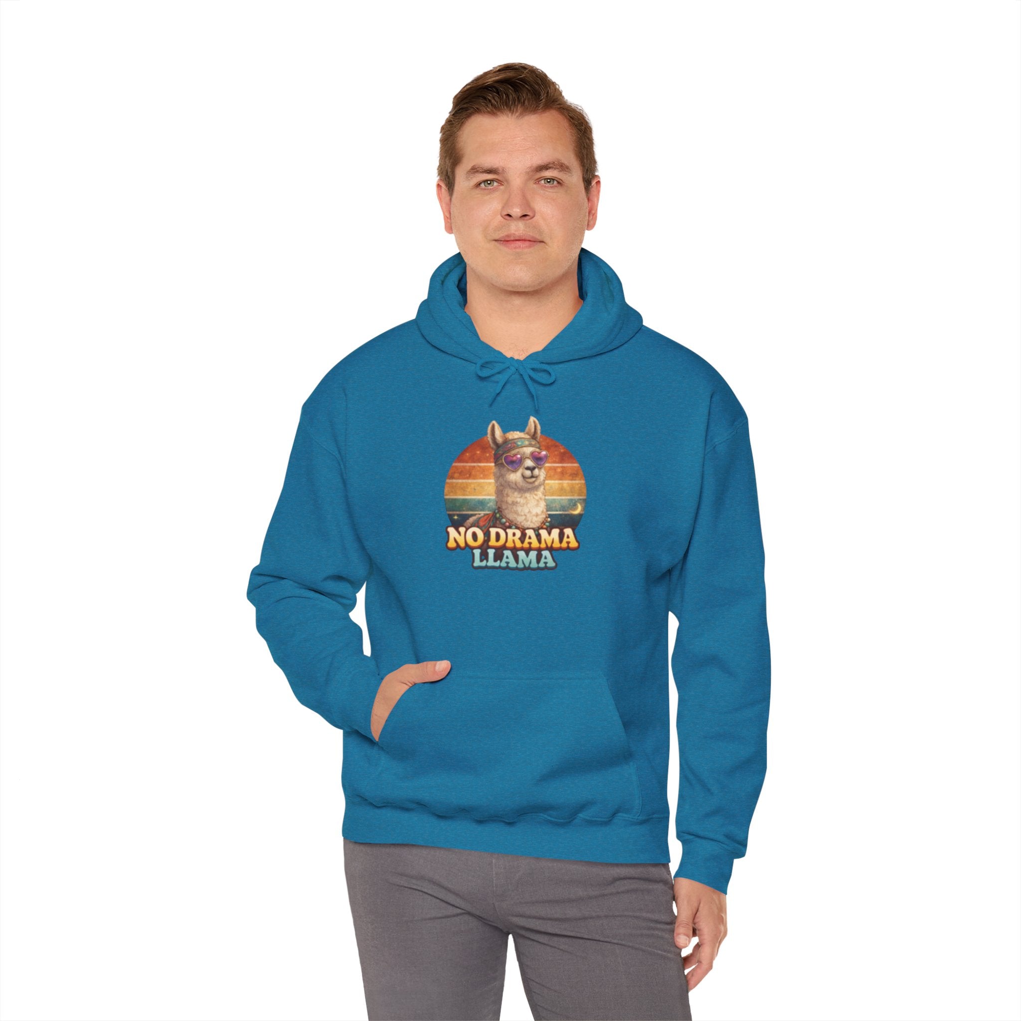 No Drama Llama Hoodie – Retro Sunset Graphic Pullover