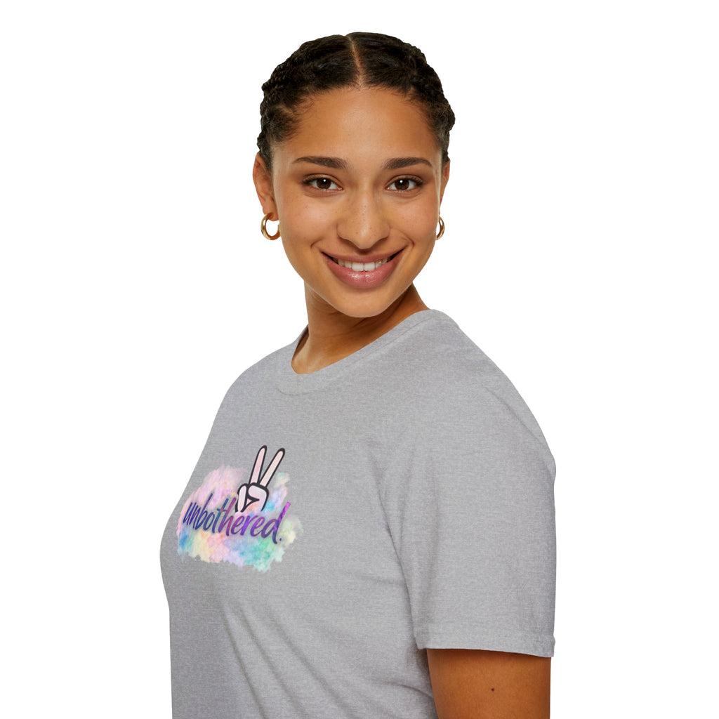 Unbothered Peace Sign T‑Shirt — Colorful Watercolor Graphic Tee