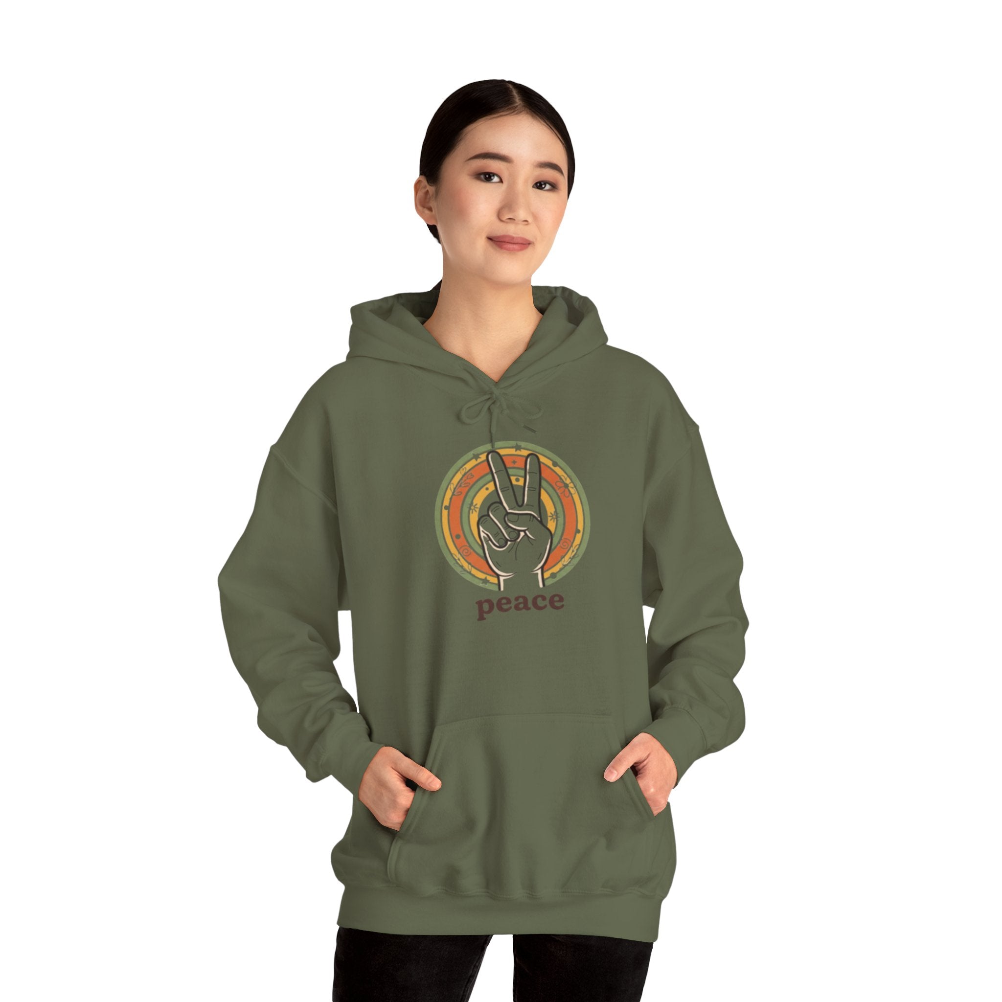 Peace Sign Hoodie — Retro Vibe Peace Hand Graphic Sweatshirt