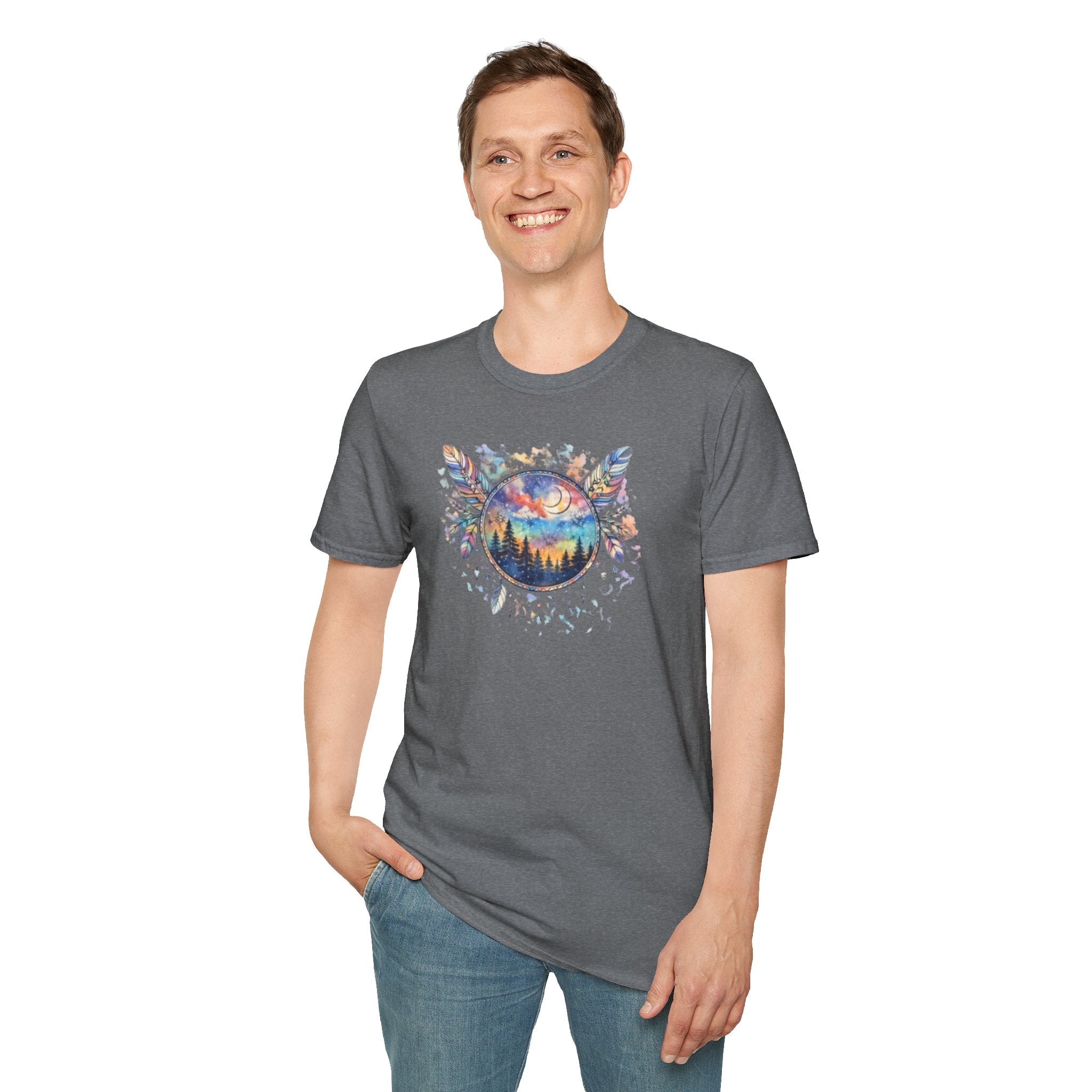 Watercolor Dreamcatcher Sunset T-Shirt — Boho Spiritual Tee