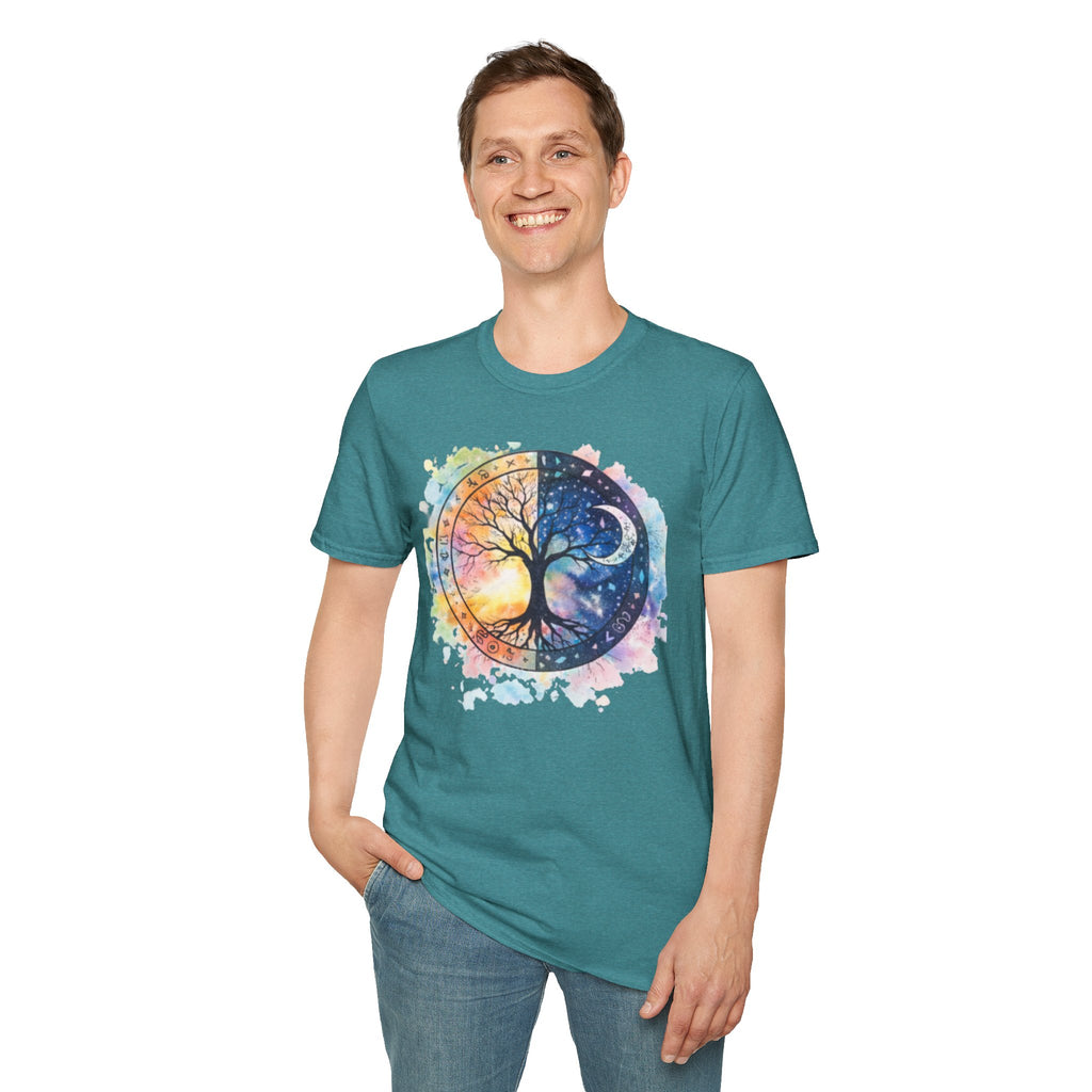 Tree of Life Yin Yang T-Shirt — Watercolor Sun & Moon Graphic Tee