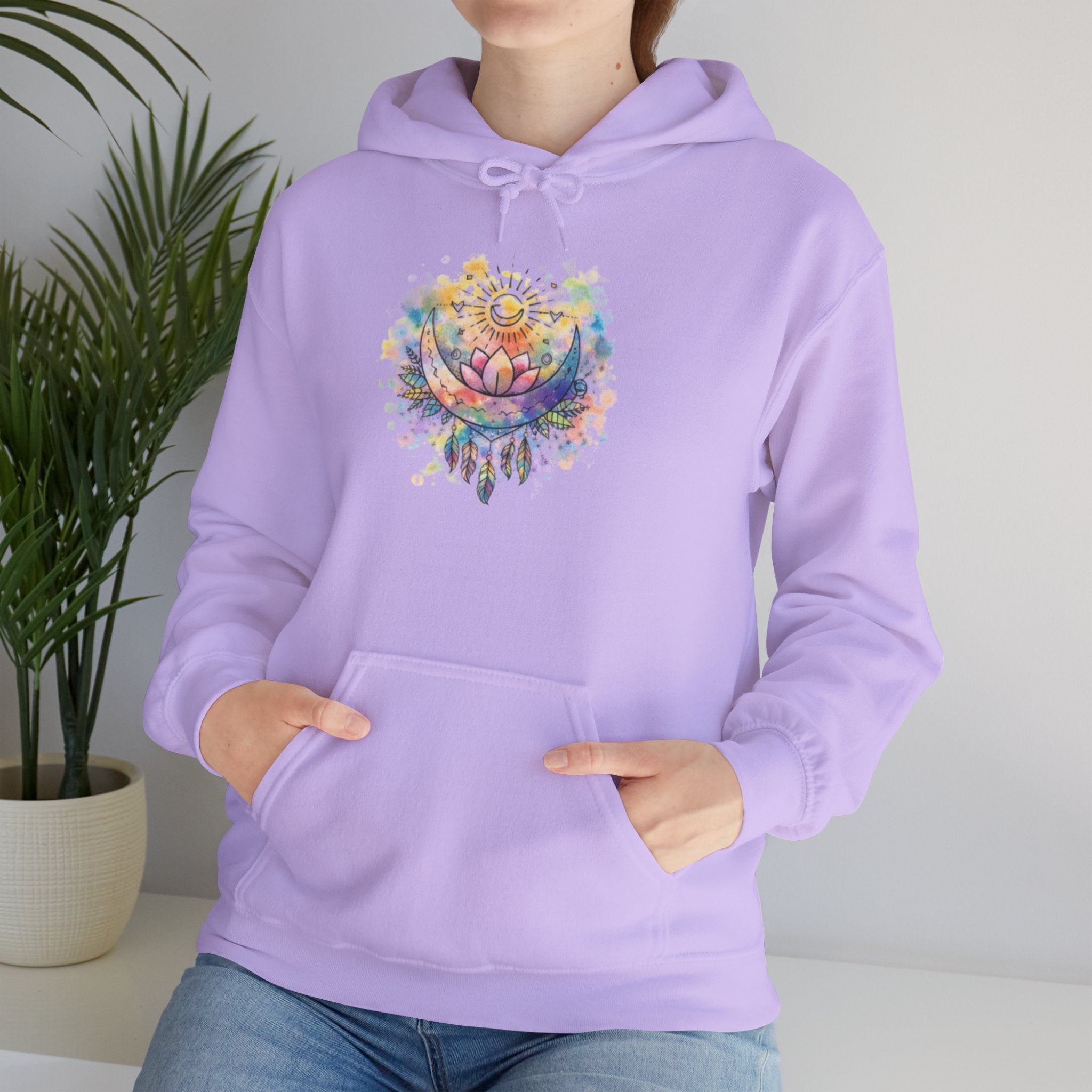 Lotus Watercolor Hoodie – Boho Spiritual Yoga Sweatshirt