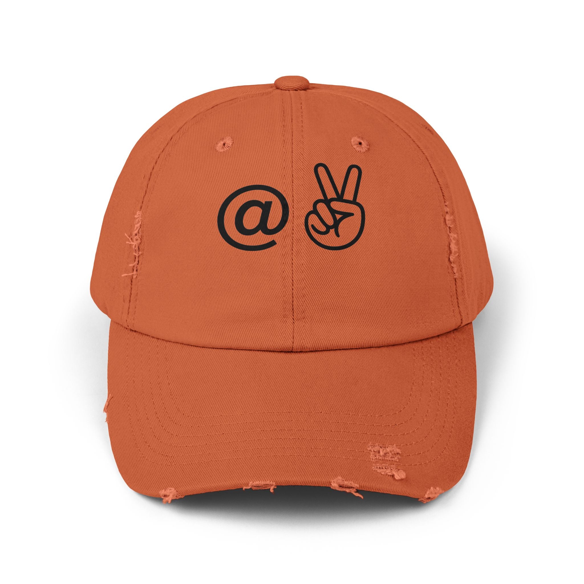 Distressed Embroidered "@ Peace" Cap