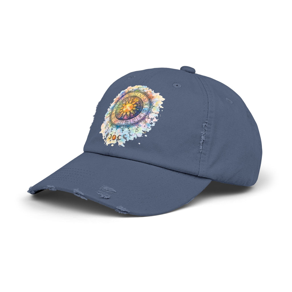 Distressed Cap — Watercolor Compass Mandala Hat