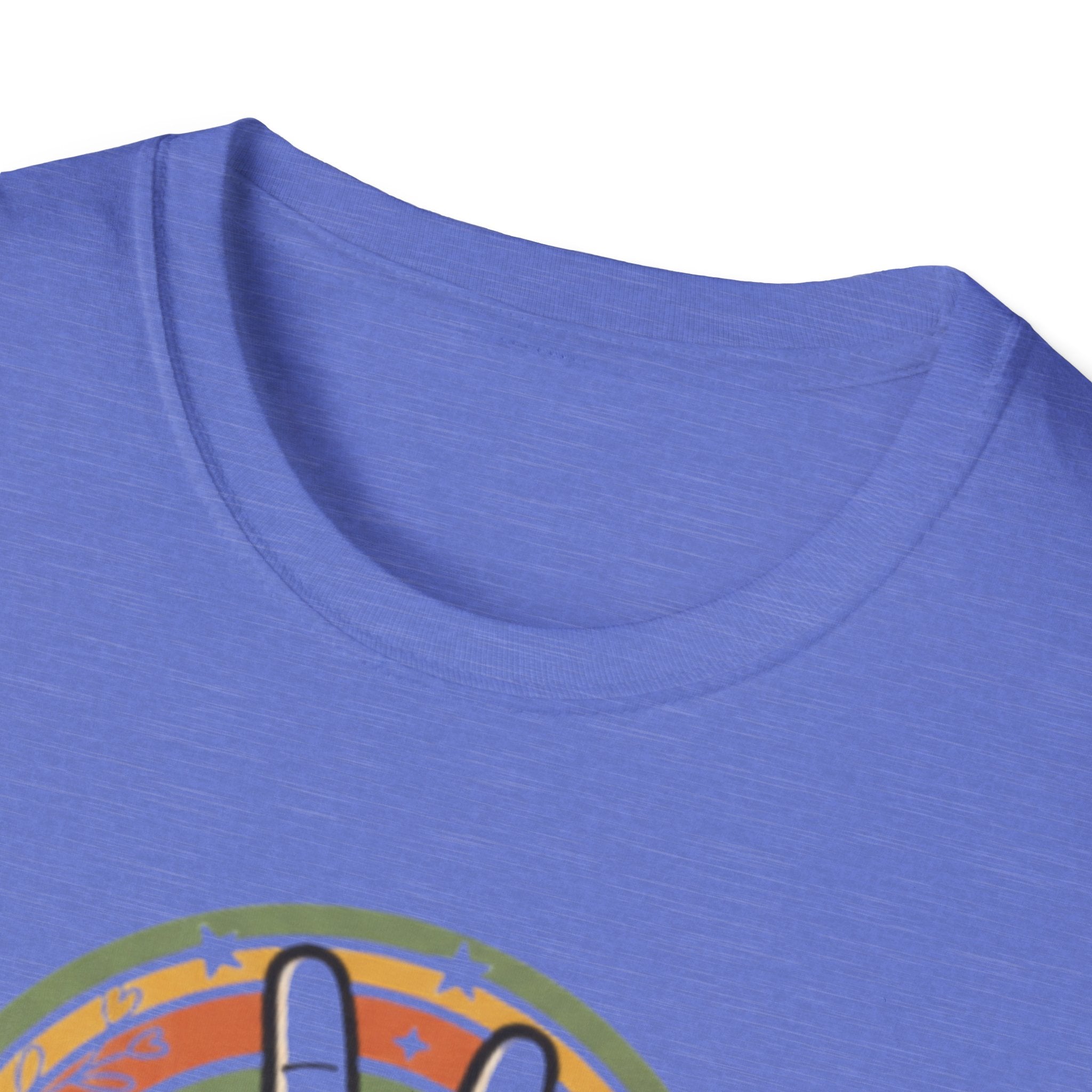 Peace Hand Sign T-Shirt | Retro Rainbow Circle, Vintage Hippie Vibe