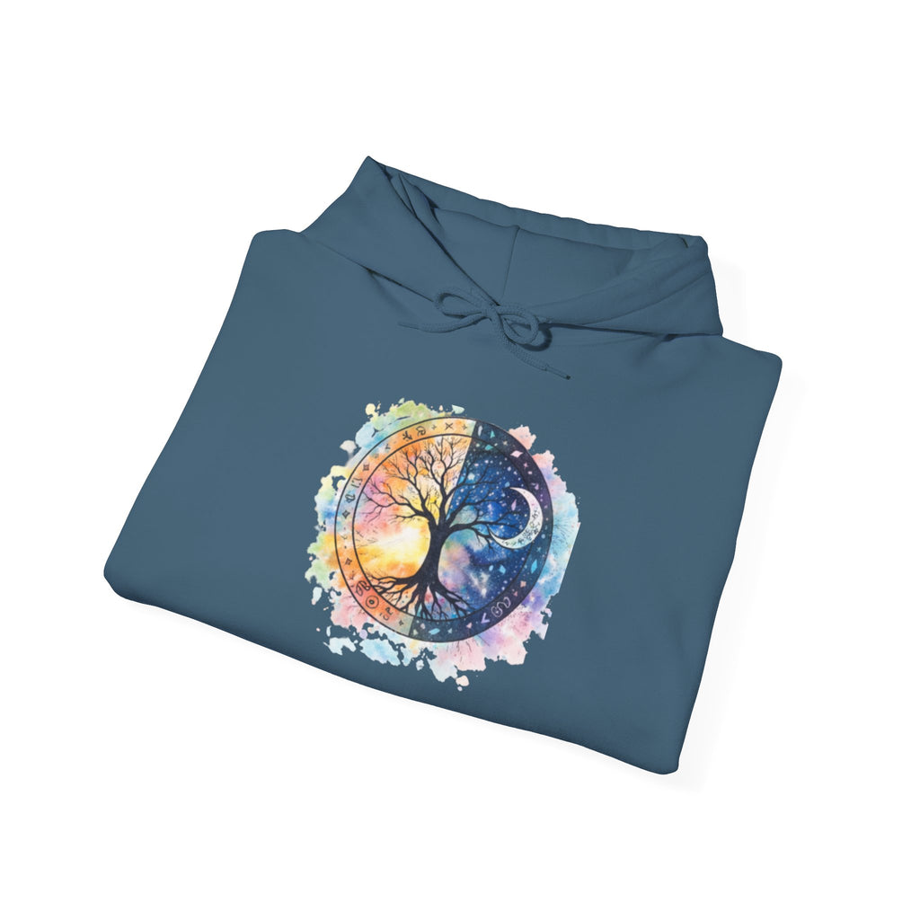 Yin Yang Tree Of Life Hoodie — Colorful Sun & Moon Spiritual Pullover