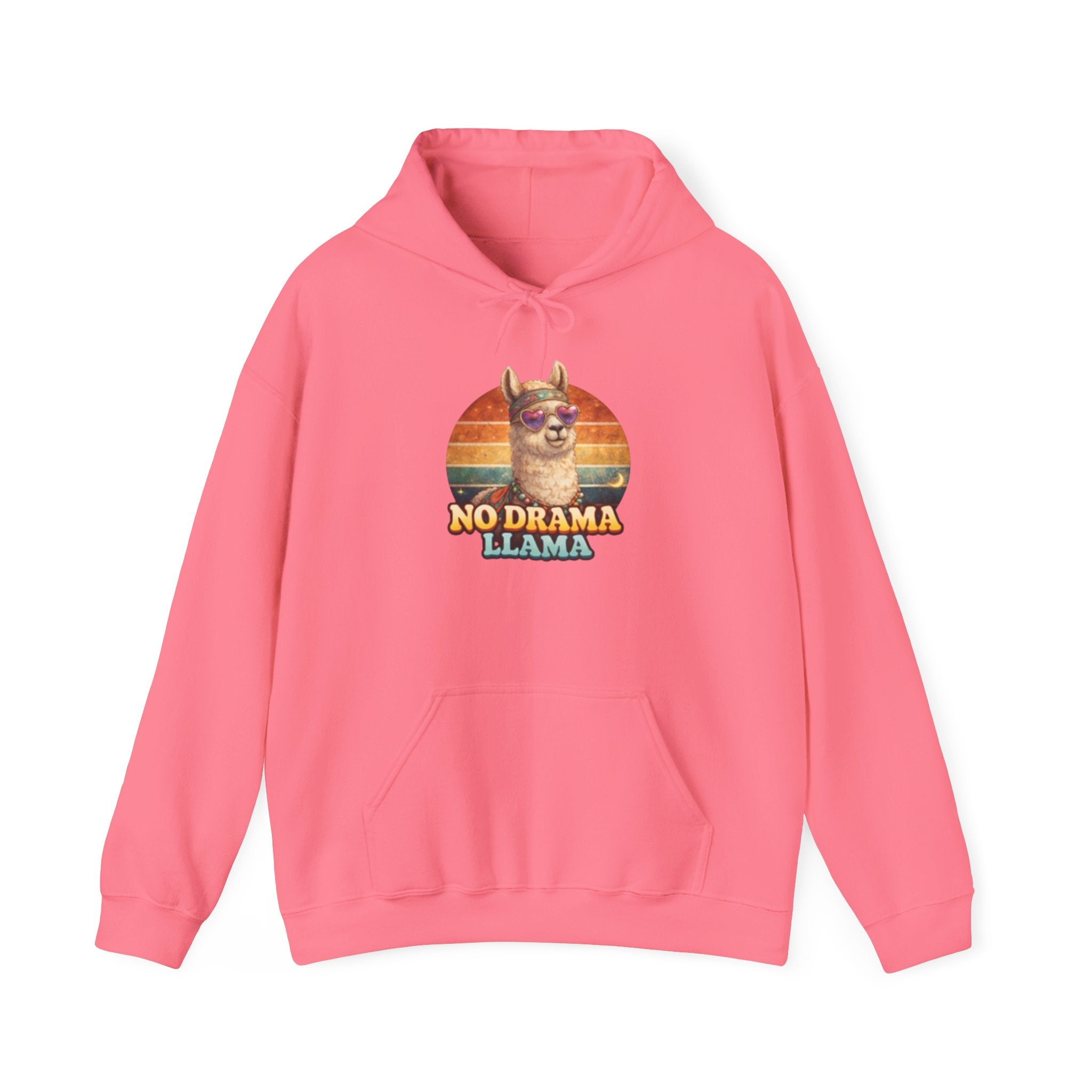 No Drama Llama Hoodie – Retro Sunset Graphic Pullover
