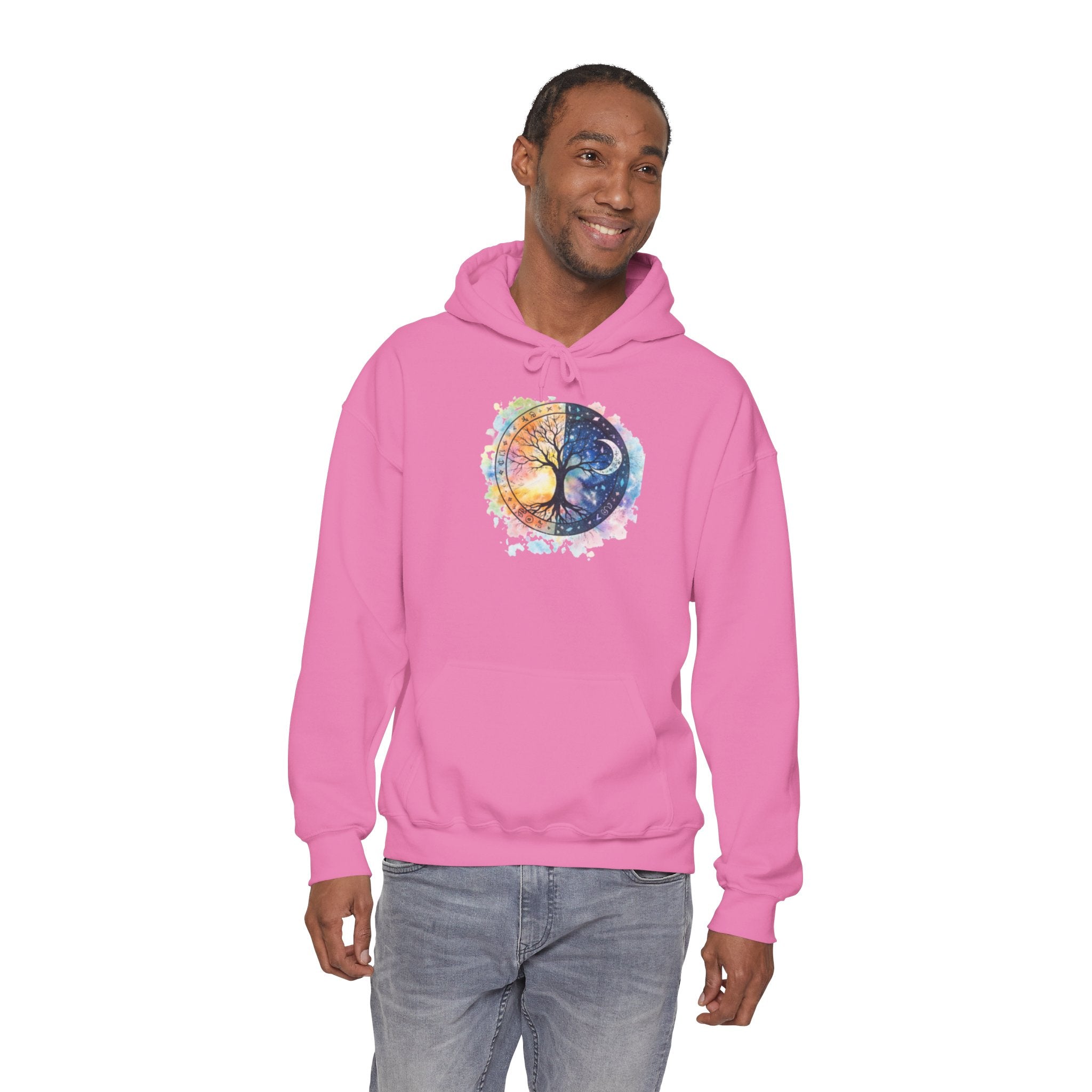 Yin Yang Tree Of Life Hoodie — Colorful Sun & Moon Spiritual Pullover