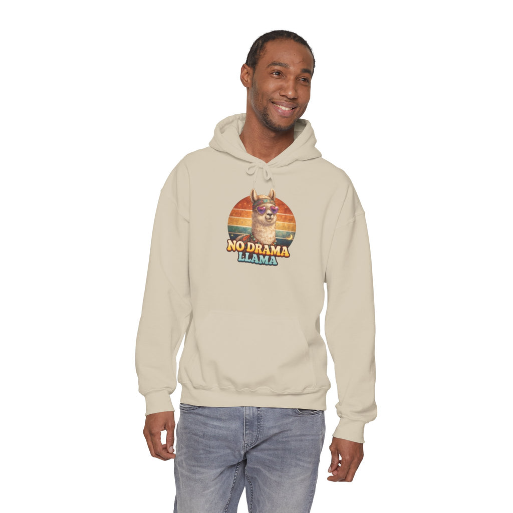 No Drama Llama Hoodie – Retro Sunset Graphic Pullover