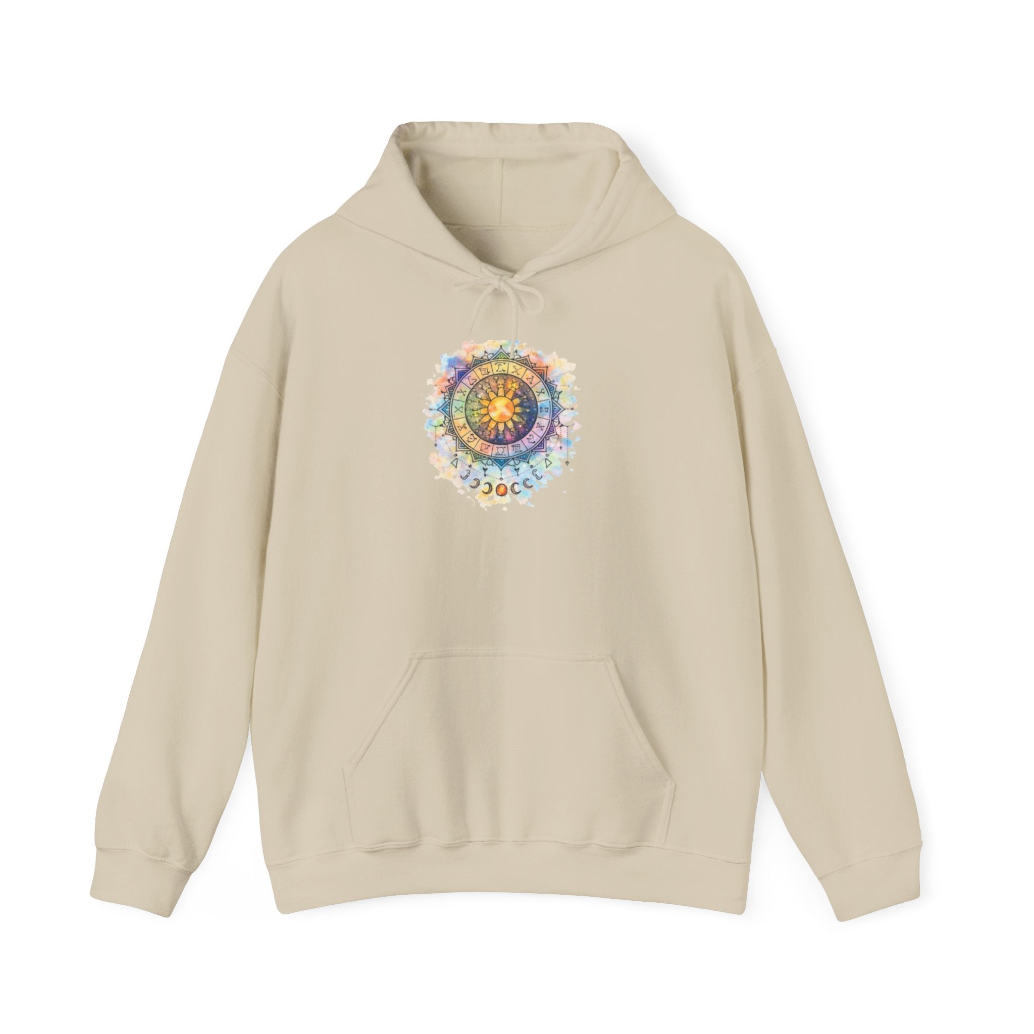 Astrology Compass Hoodie — Boho Tie-Dye Mandala Graphic