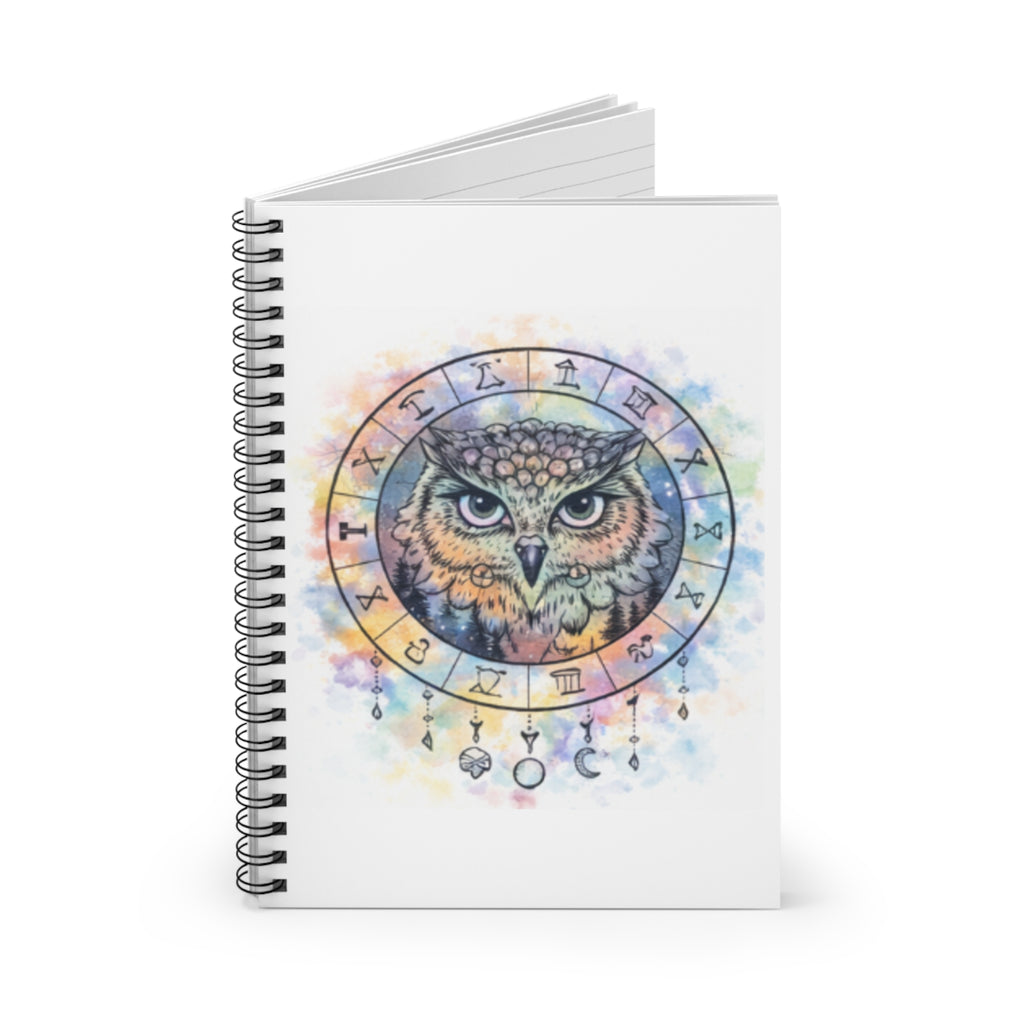Owl Zodiac Dreamcatcher Spiral Notebook — Ruled Journal for Astrology Lovers