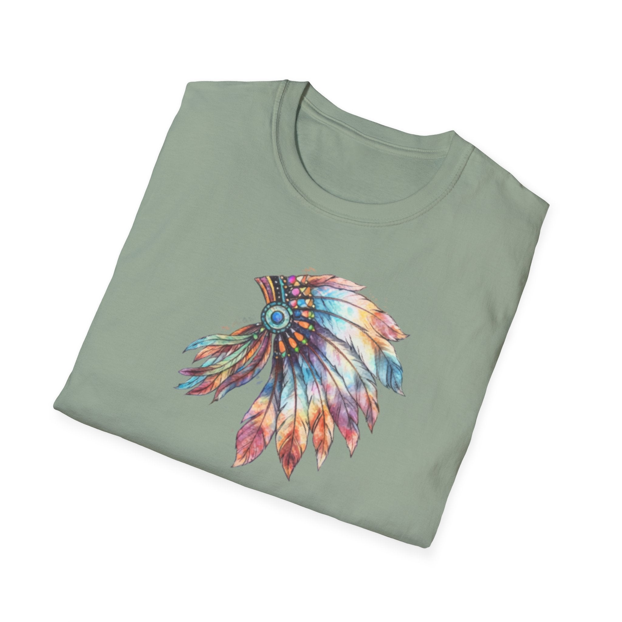 Native American Watercolor Headdress T-Shirt
