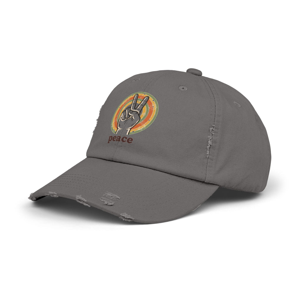Peace Vintage Distressed Cap — Retro Rainbow Peace Sign Hat
