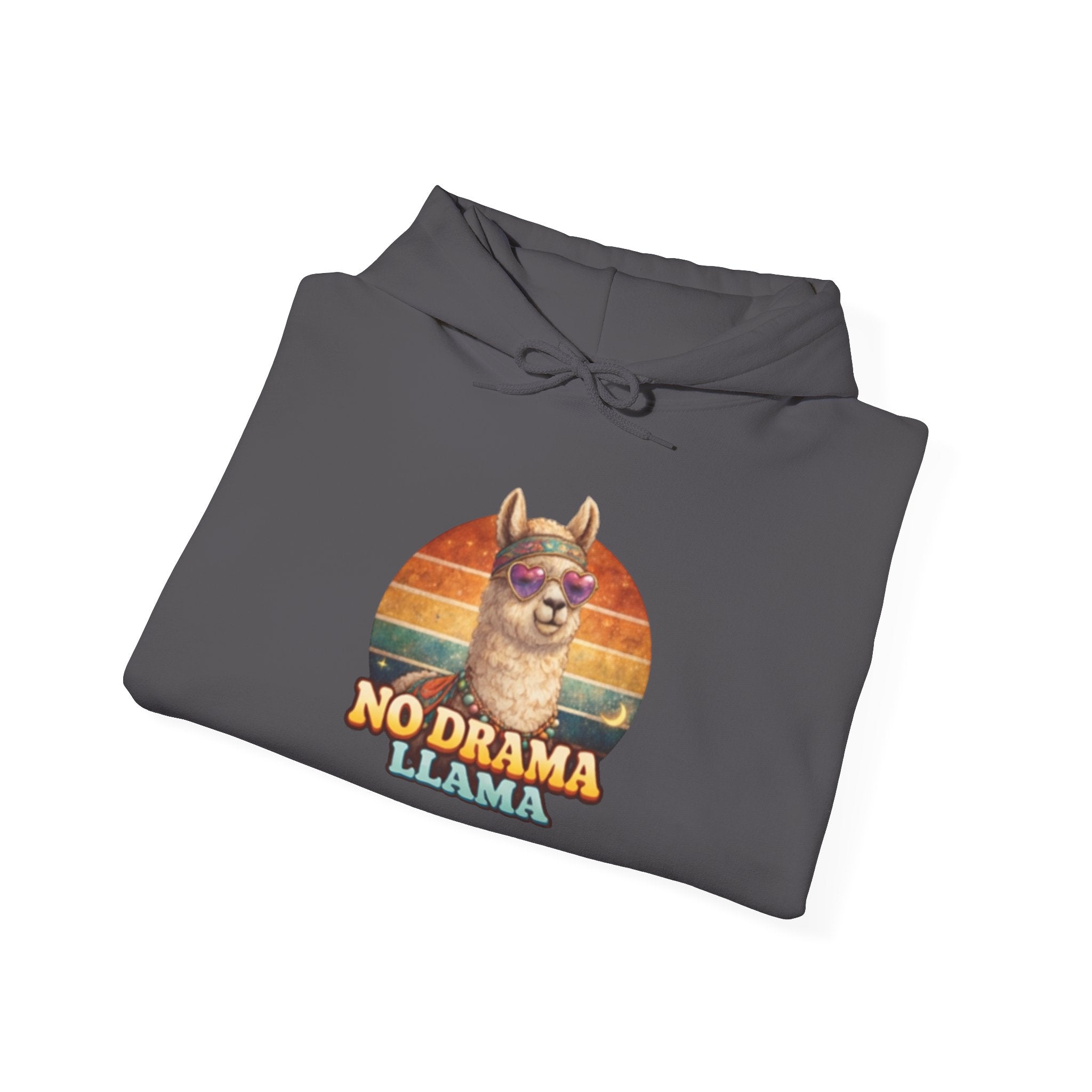 No Drama Llama Hoodie – Retro Sunset Graphic Pullover