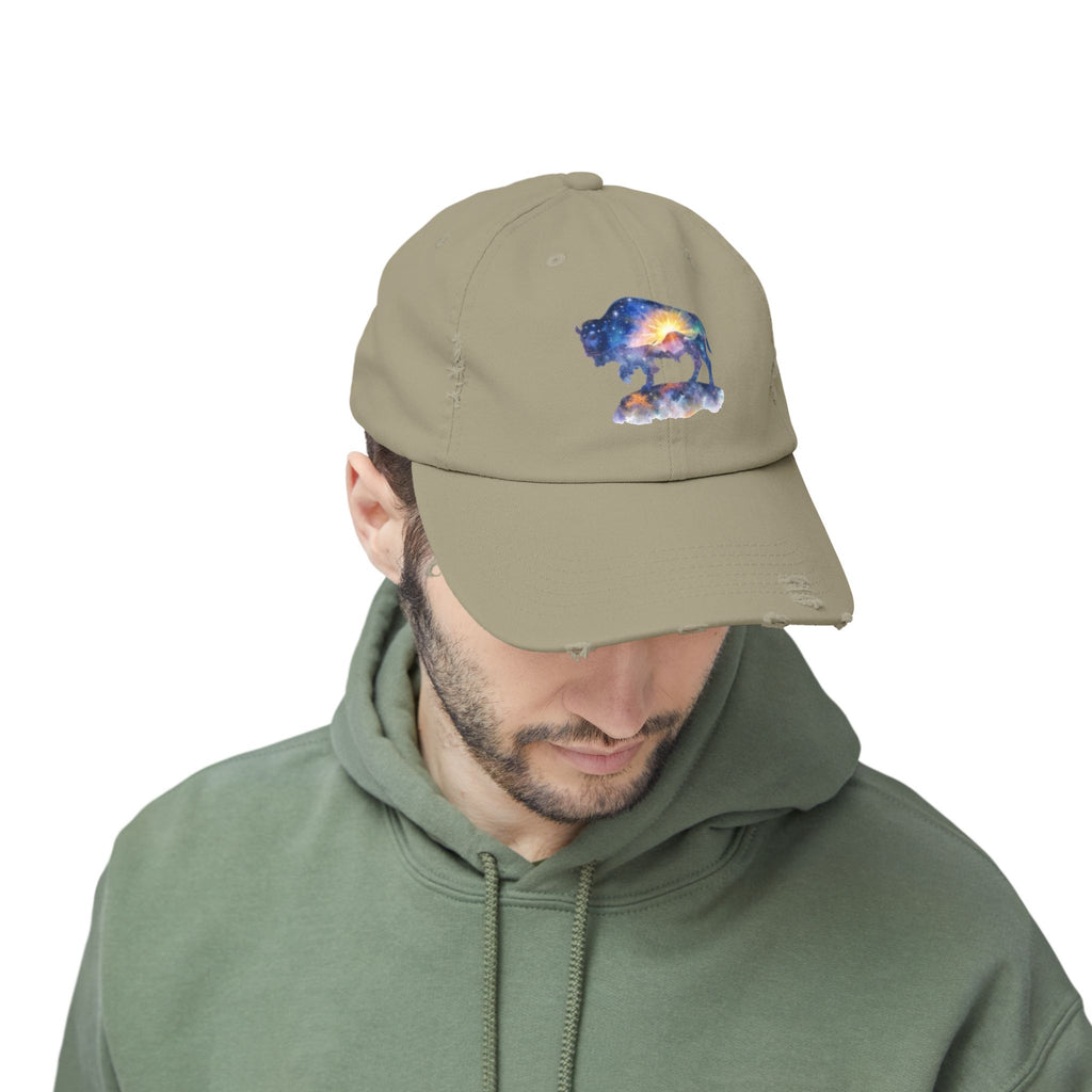 Distressed Bison Hat — Galaxy Sky Bison Cap