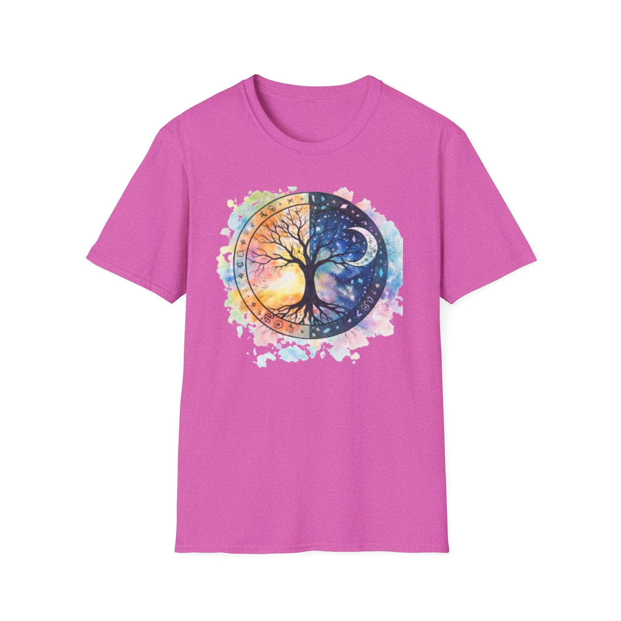Tree of Life Yin Yang T-Shirt — Watercolor Sun & Moon Graphic Tee
