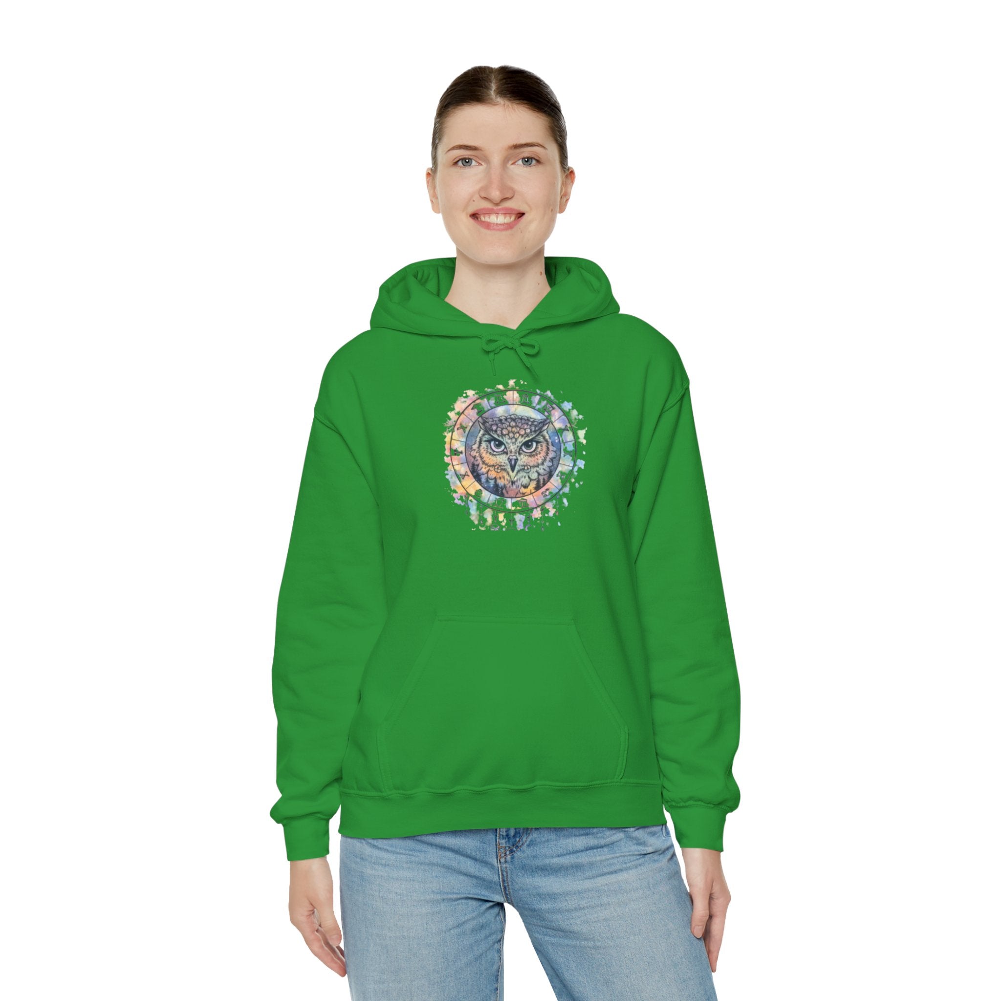 Owl Mandala Hoodie — Colorful Spiritual Owl Graphic Sweatshirt
