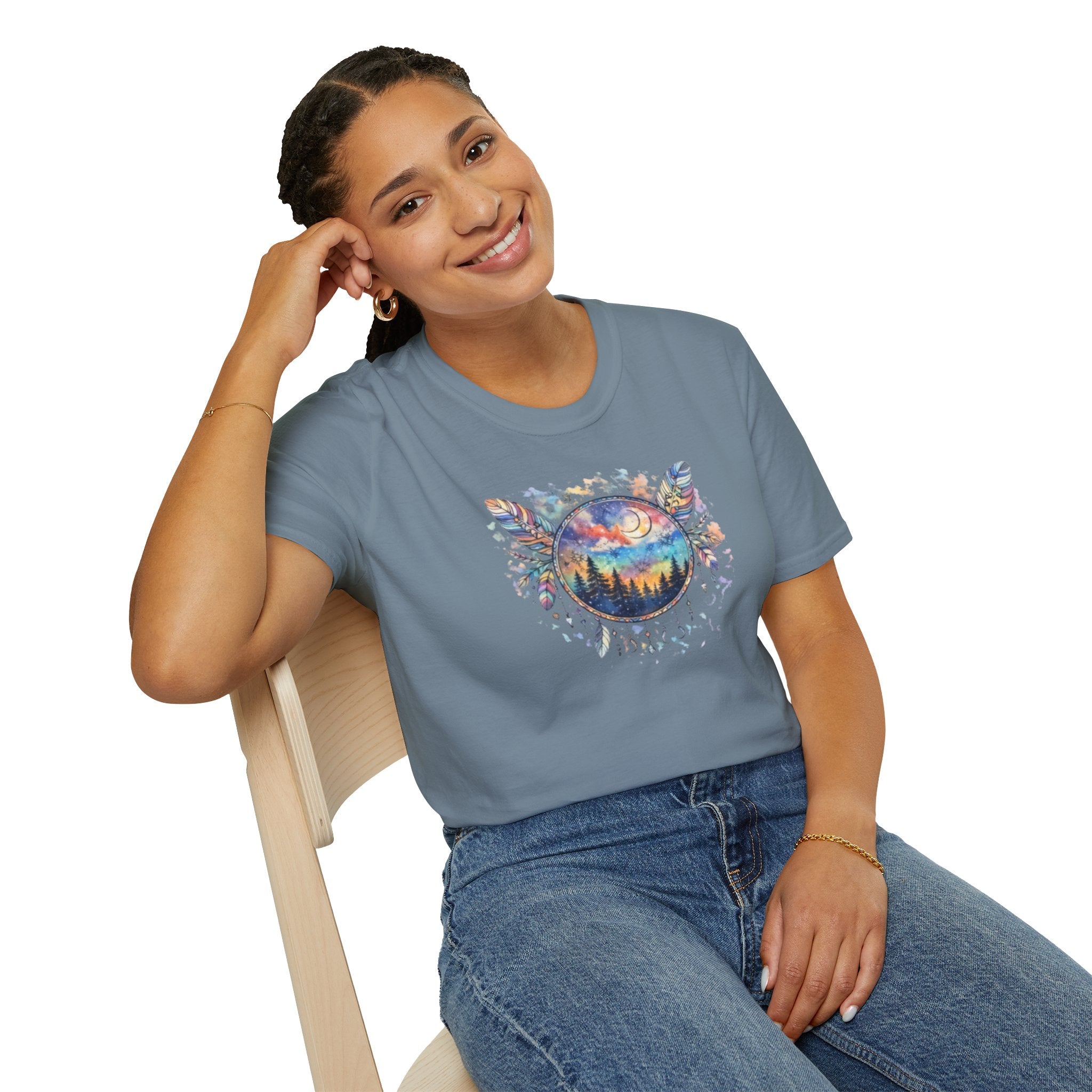 Watercolor Dreamcatcher Sunset T-Shirt — Boho Spiritual Tee