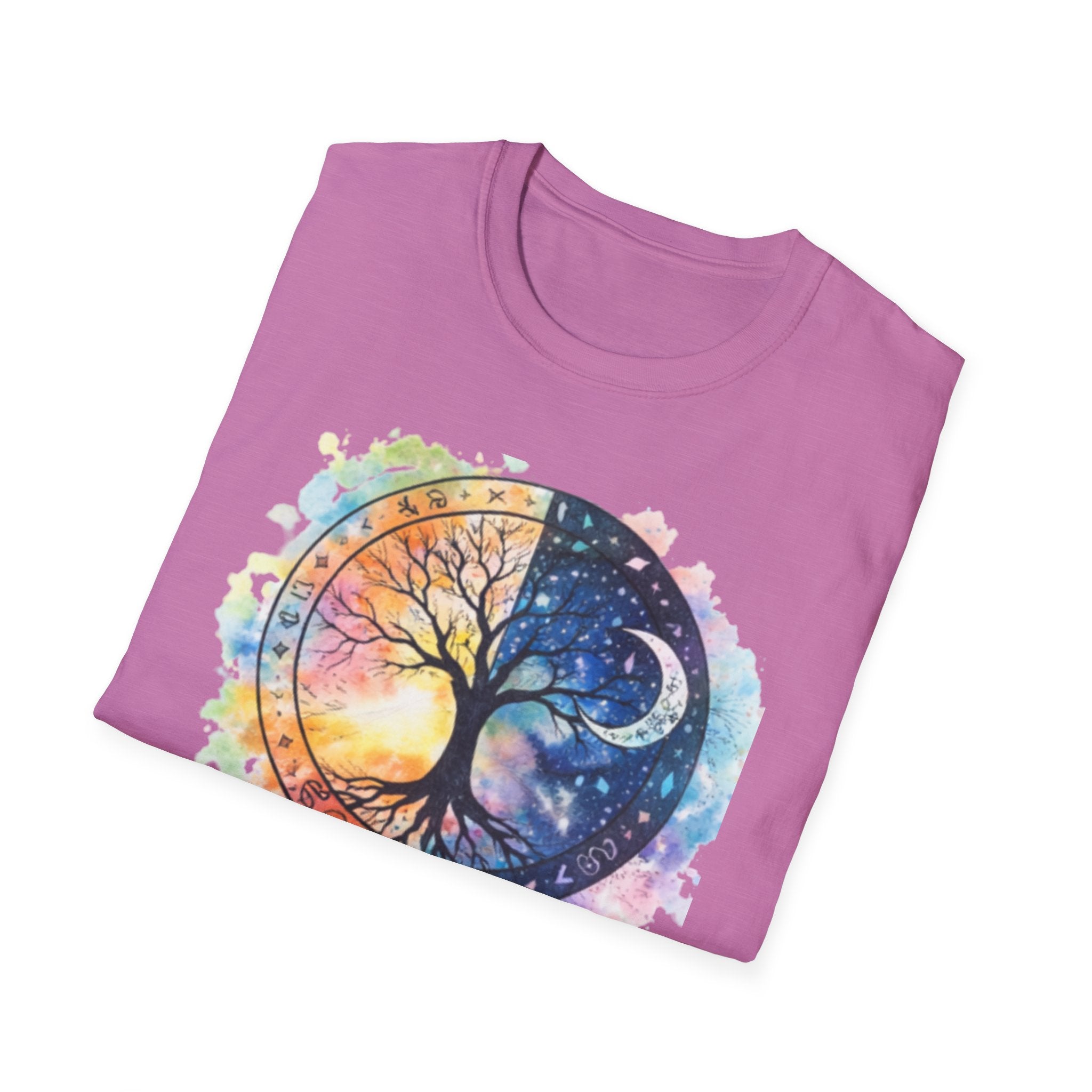 Tree of Life Yin Yang T-Shirt — Watercolor Sun & Moon Graphic Tee