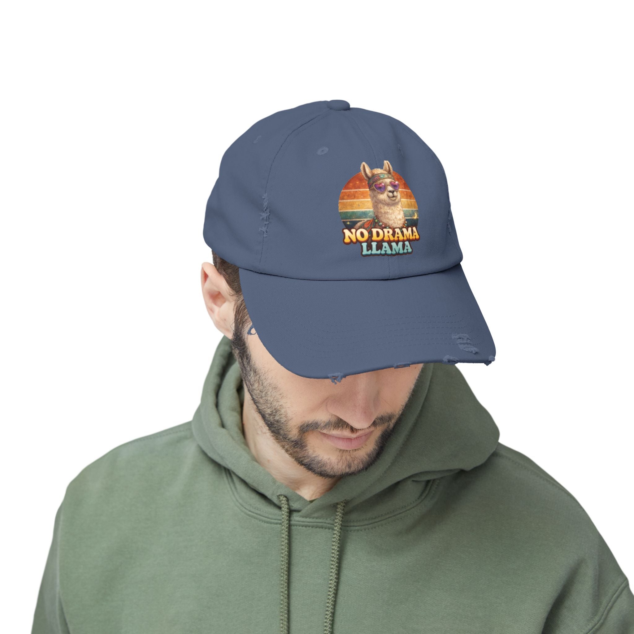 No Drama Llama Distressed Cap — Retro Llama Vintage Baseball Hat