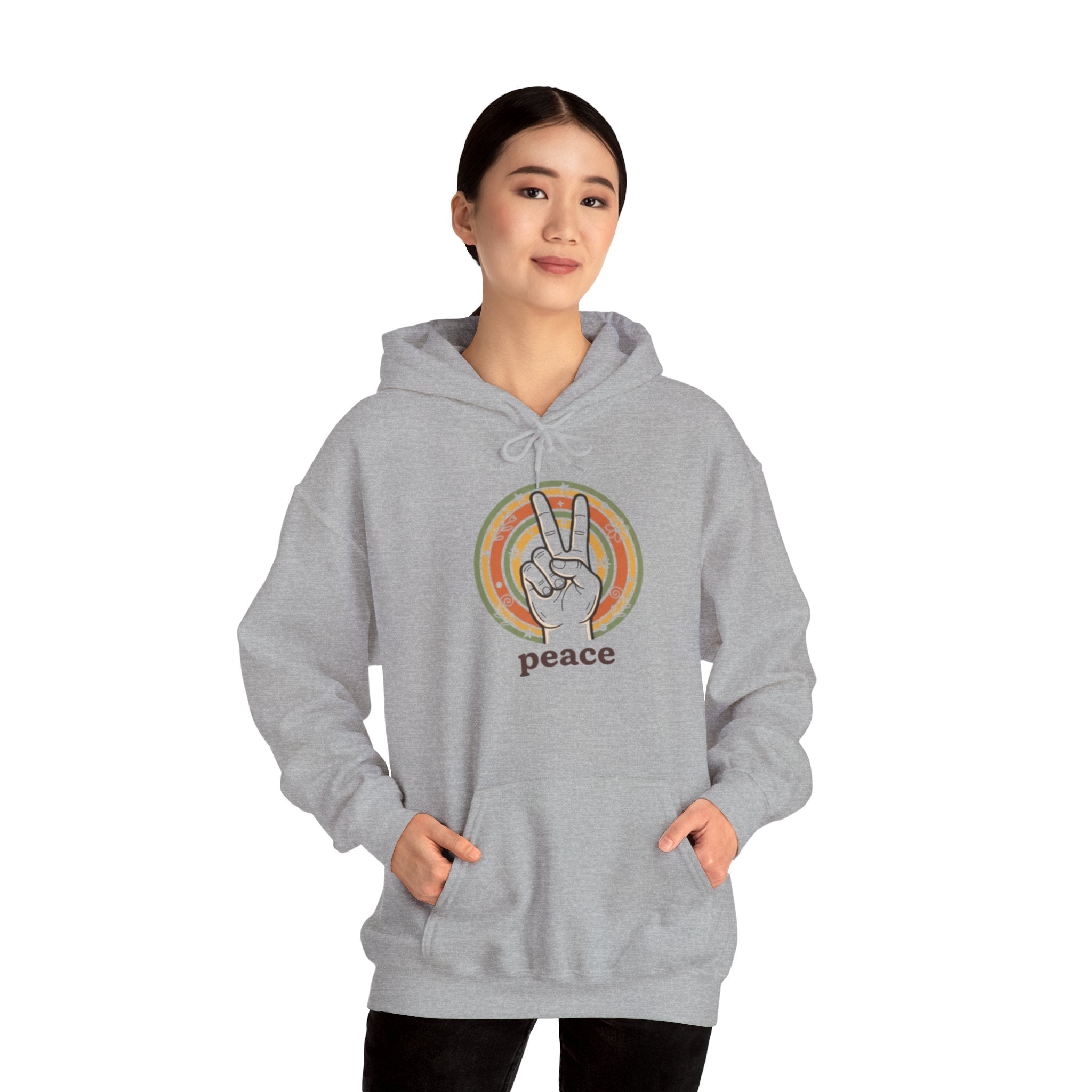 Peace Sign Hoodie — Retro Vibe Peace Hand Graphic Sweatshirt