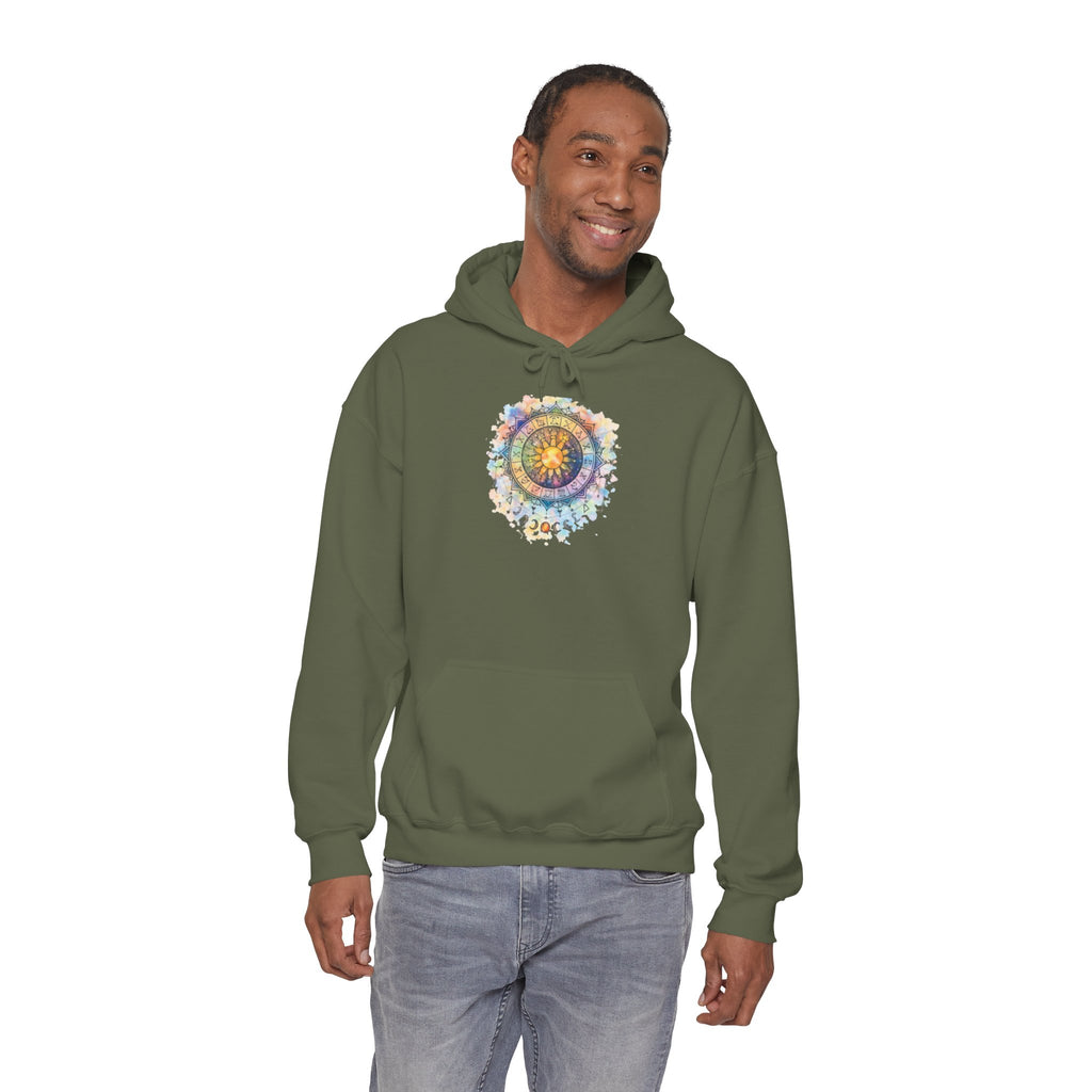 Astrology Compass Hoodie — Boho Tie-Dye Mandala Graphic