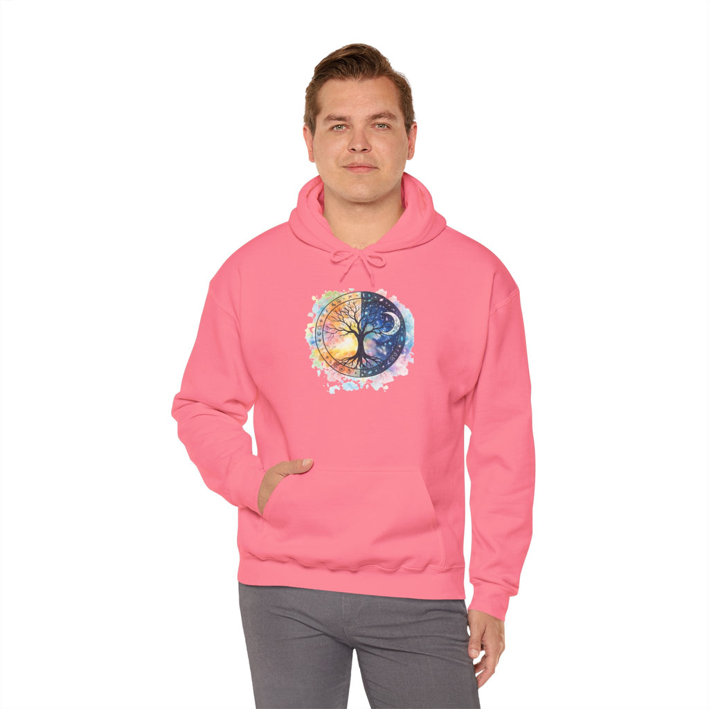Yin Yang Tree Of Life Hoodie — Colorful Sun & Moon Spiritual Pullover