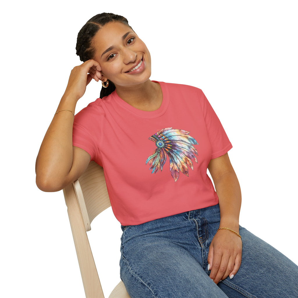 Native American Watercolor Headdress T-Shirt