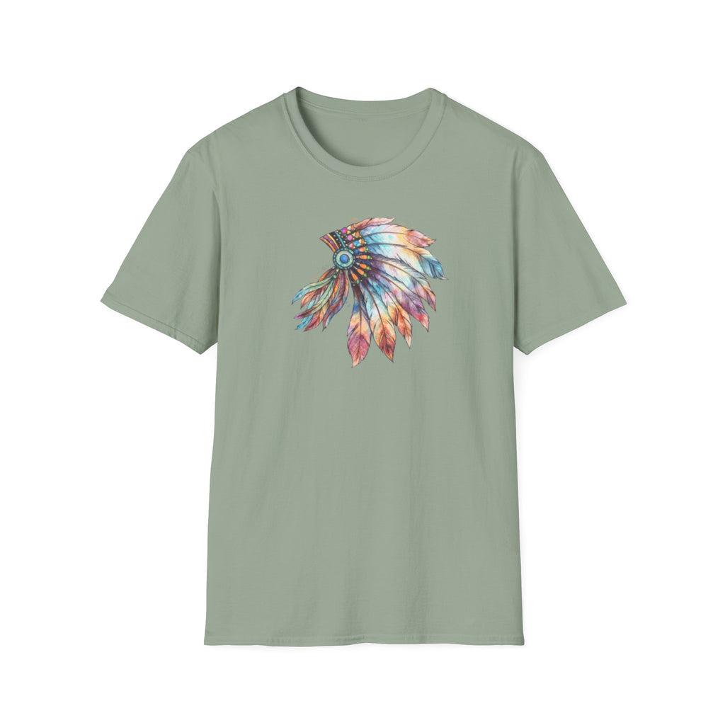 Native American Watercolor Headdress T-Shirt