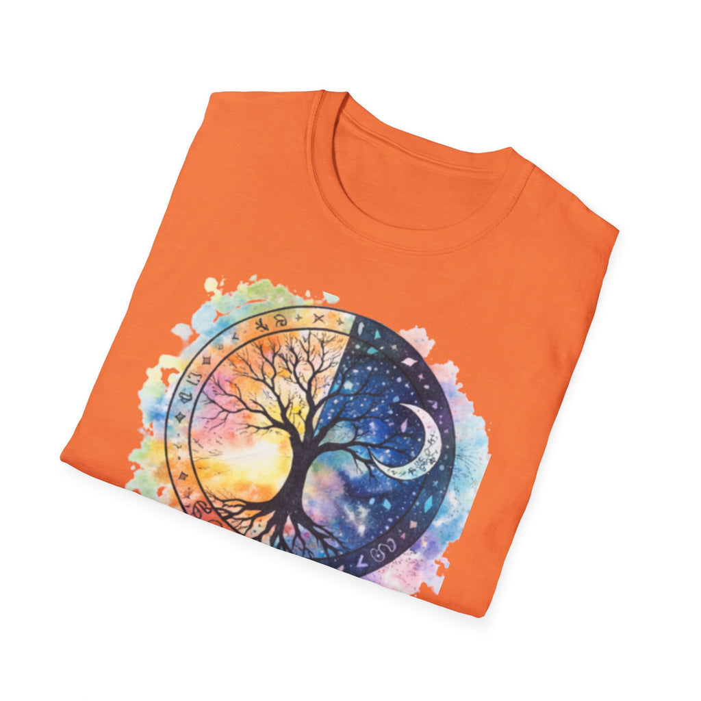 Tree of Life Yin Yang T-Shirt — Watercolor Sun & Moon Graphic Tee