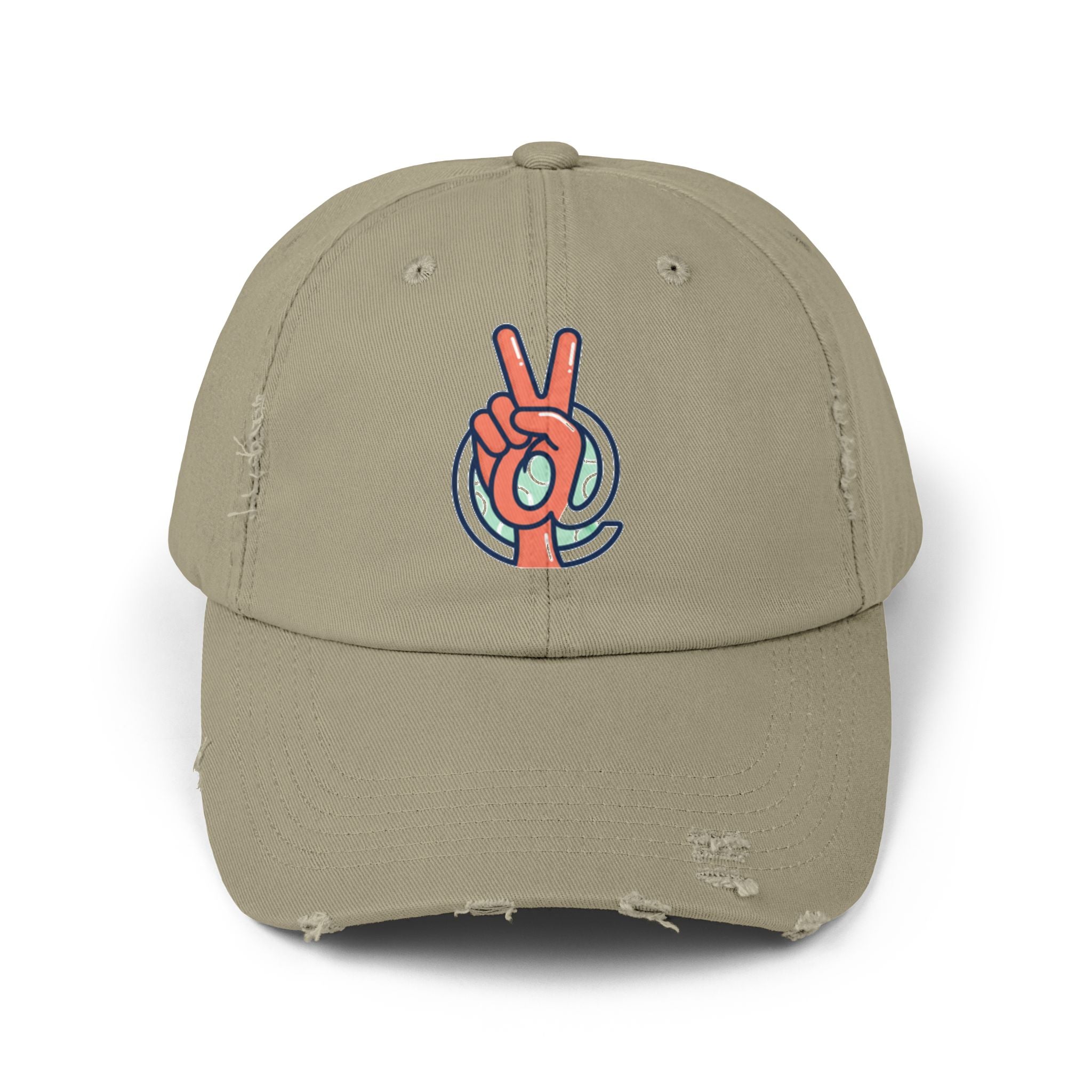 Peace Hand Distressed Cap — Vintage Peace Sign Baseball Hat