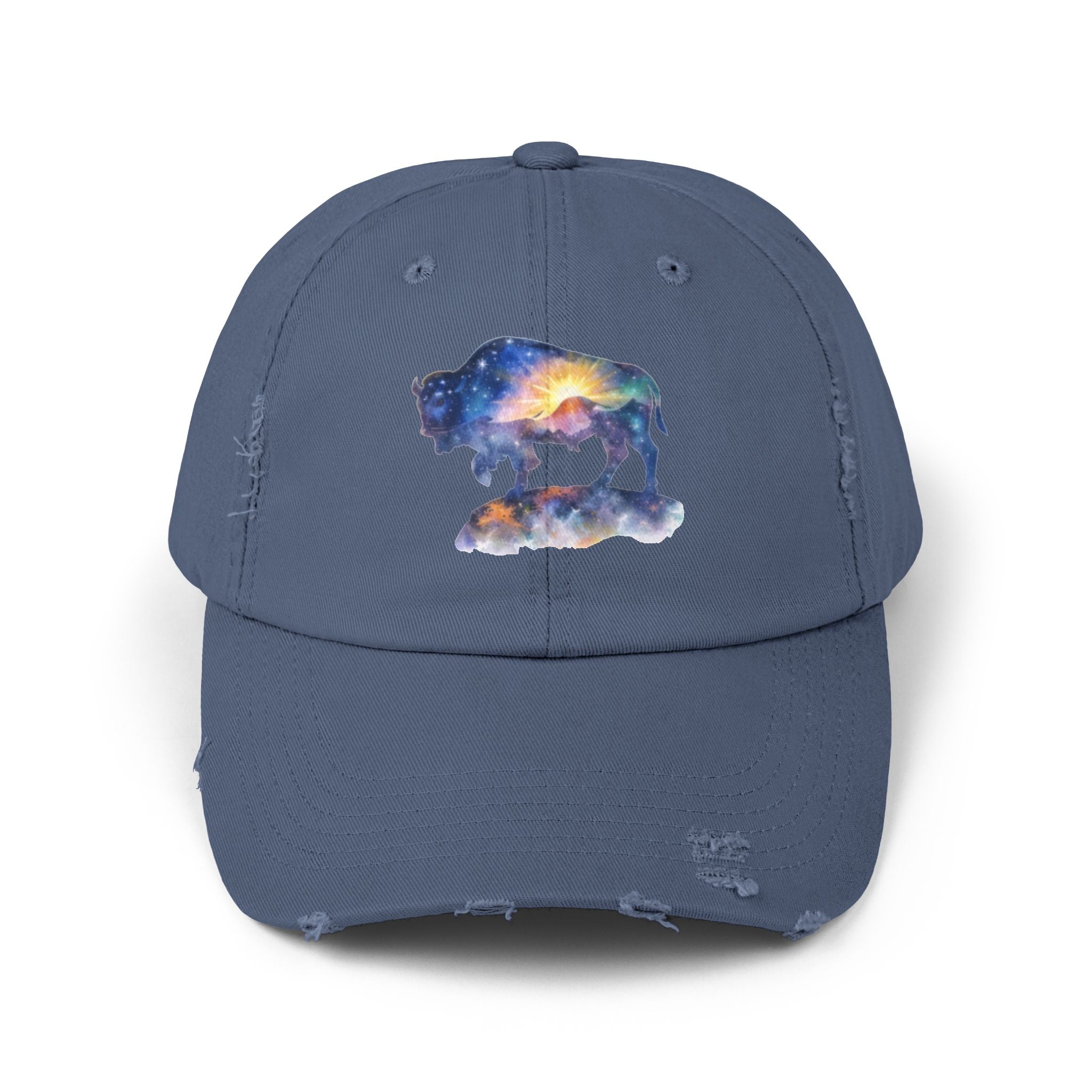 Distressed Bison Hat — Galaxy Sky Bison Cap