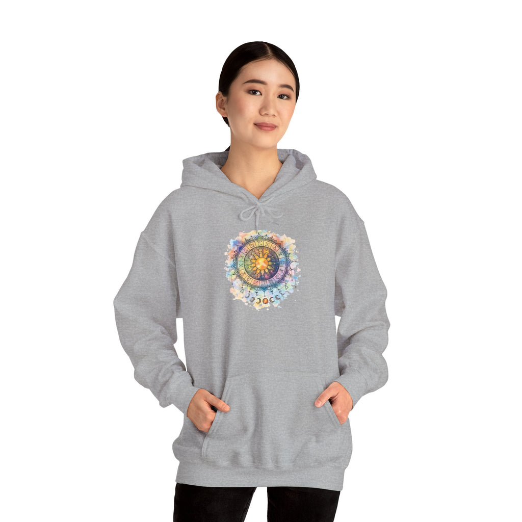 Astrology Compass Hoodie — Boho Tie-Dye Mandala Graphic