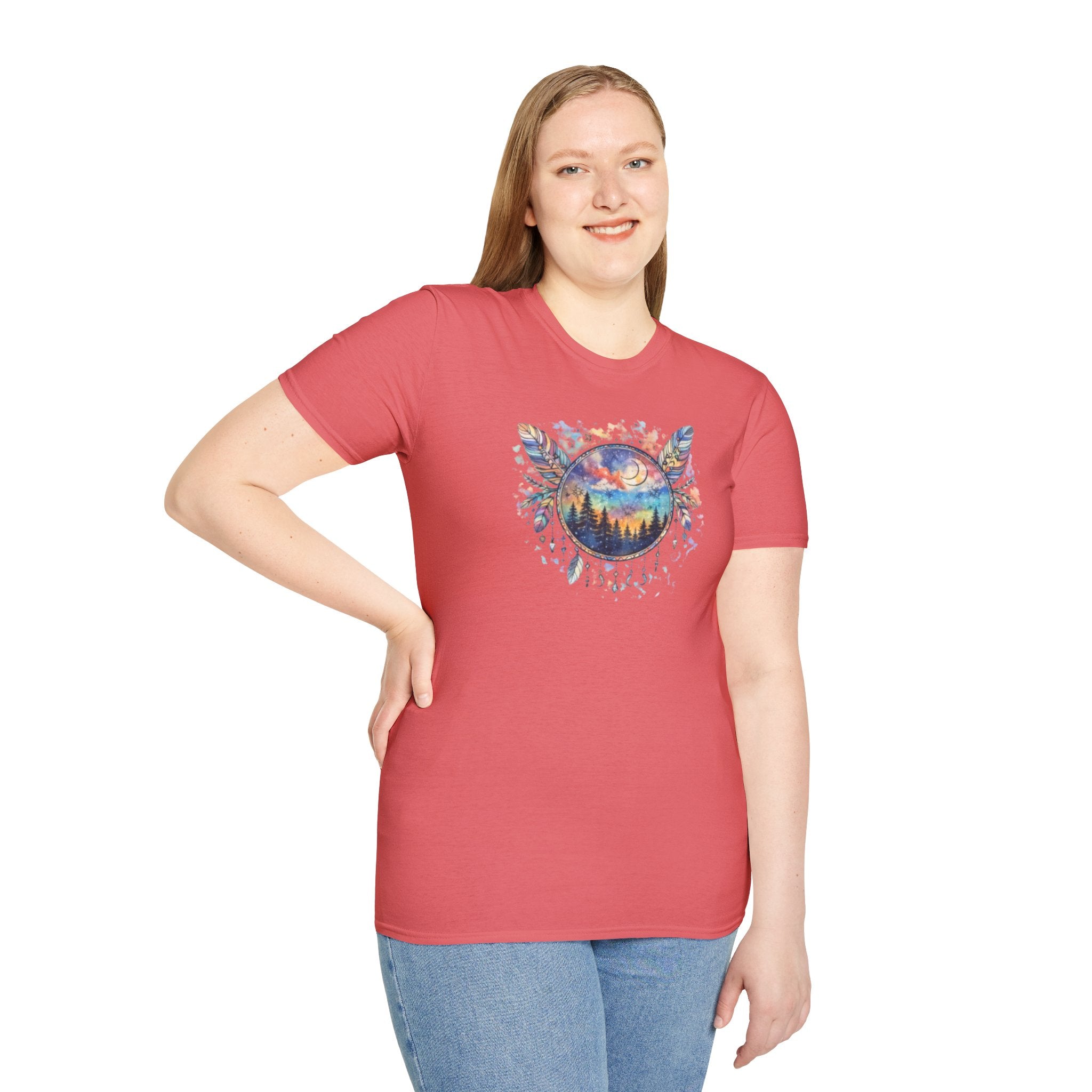 Watercolor Dreamcatcher Sunset T-Shirt — Boho Spiritual Tee