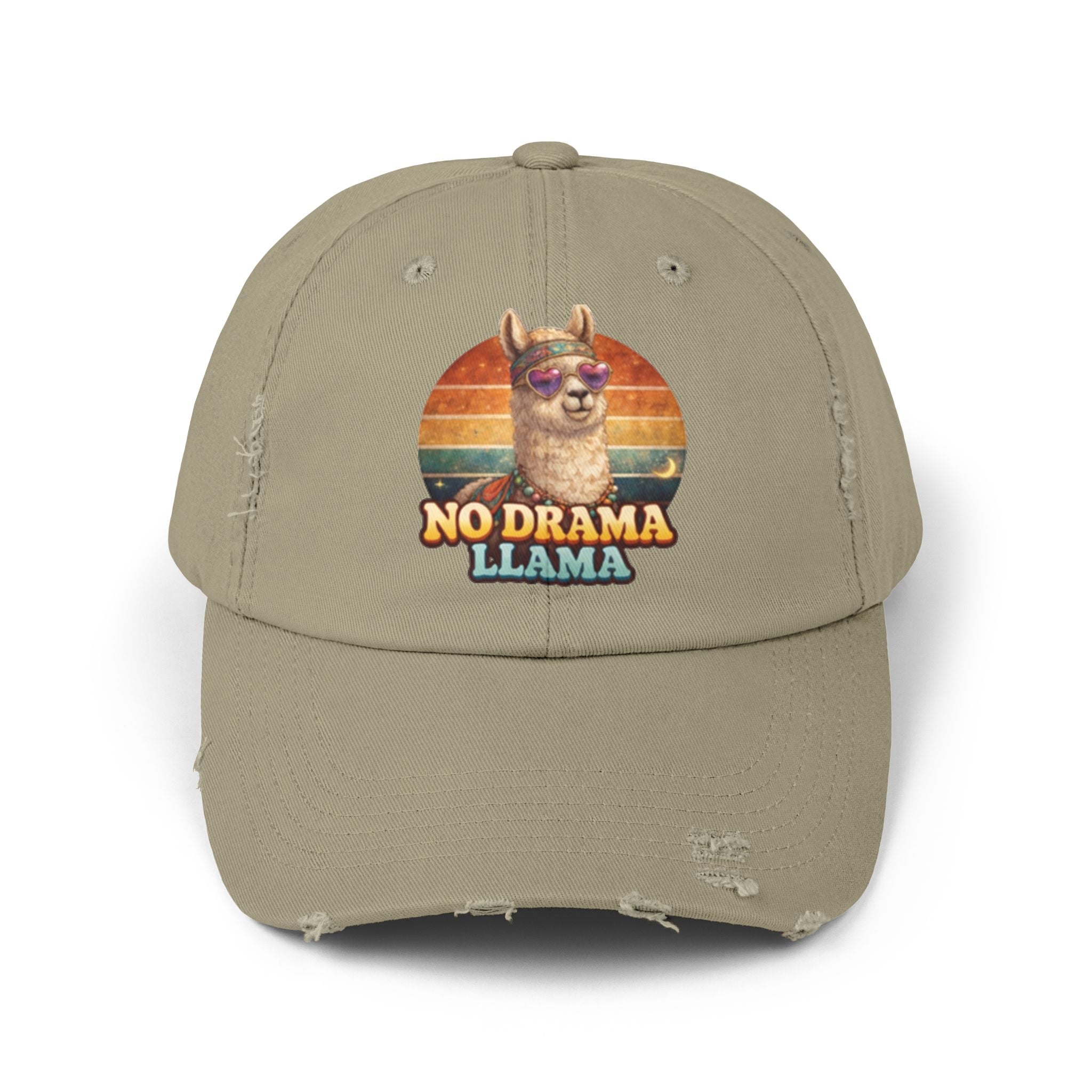 No Drama Llama Distressed Cap — Retro Llama Vintage Baseball Hat