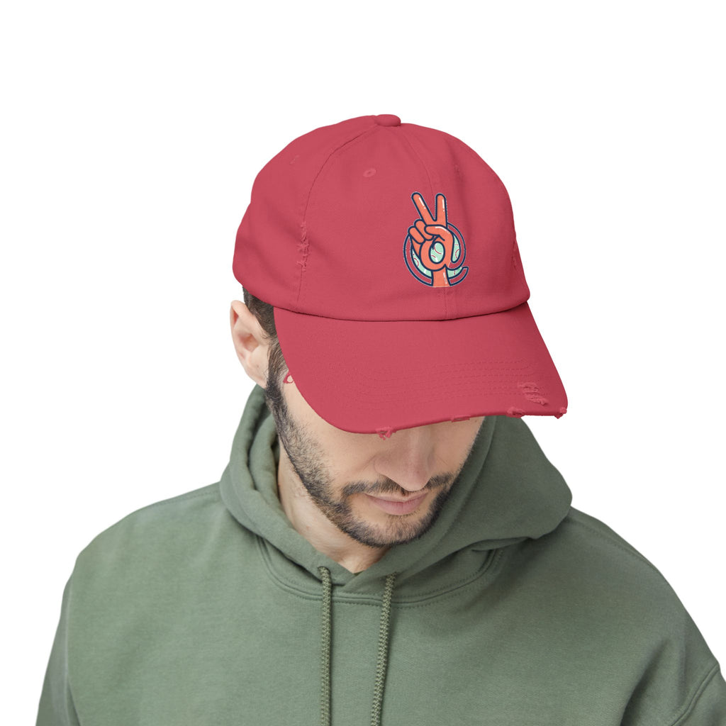 Peace Hand Distressed Cap — Vintage Peace Sign Baseball Hat