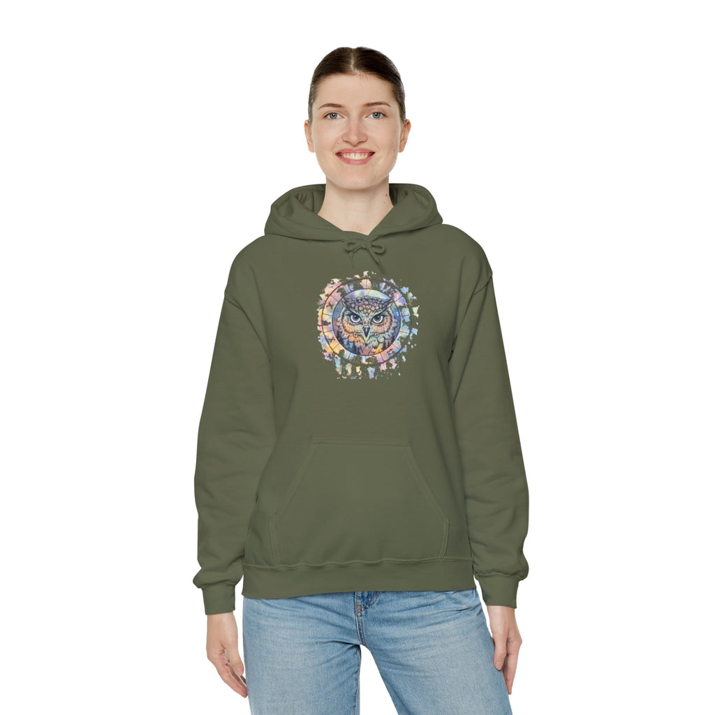 Owl Mandala Hoodie — Colorful Spiritual Owl Graphic Sweatshirt