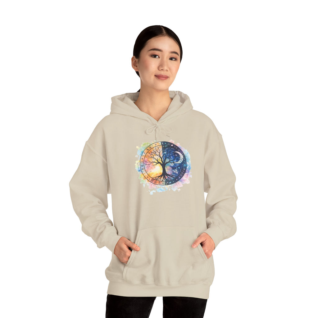 Yin Yang Tree Of Life Hoodie — Colorful Sun & Moon Spiritual Pullover