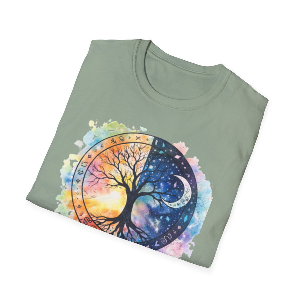 Tree of Life Yin Yang T-Shirt — Watercolor Sun & Moon Graphic Tee