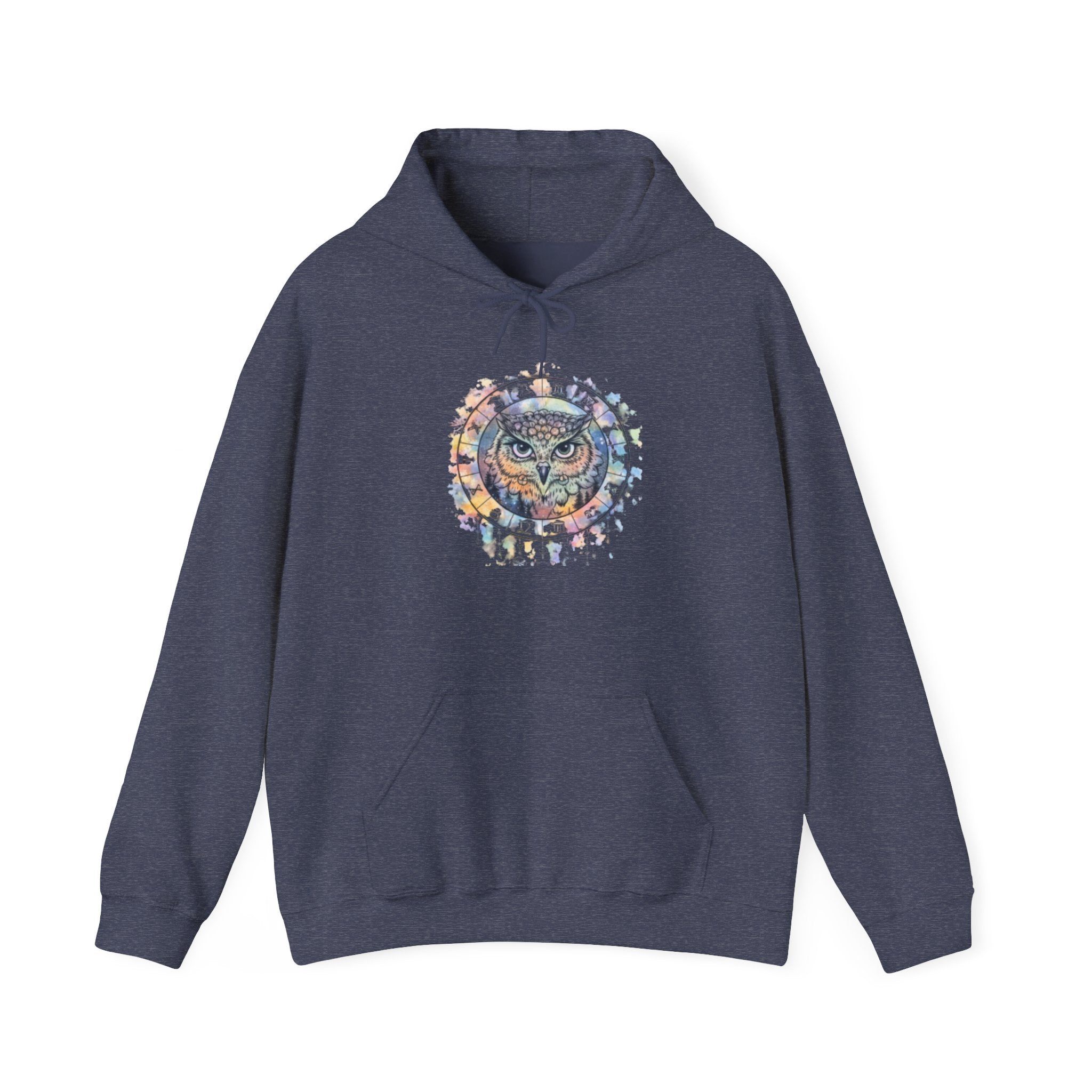 Owl Mandala Hoodie — Colorful Spiritual Owl Graphic Sweatshirt