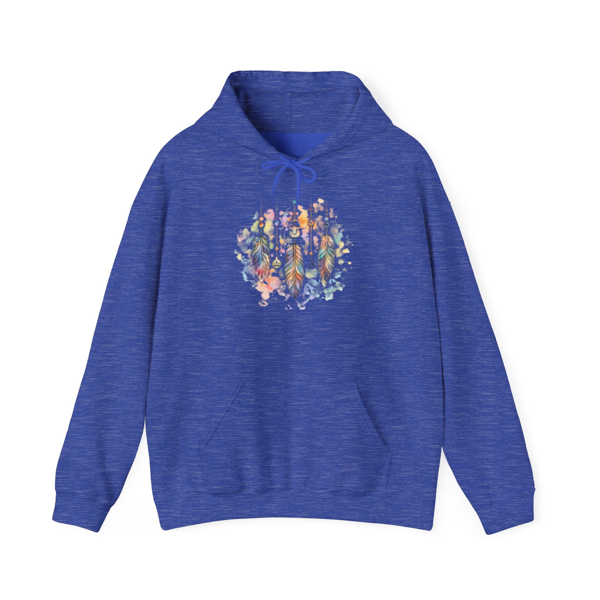 Boho Feather Dreamcatcher Hoodie — Watercolor Tribal Feathers Pullover