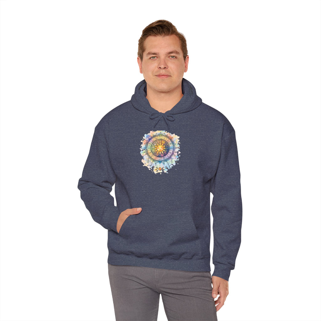 Astrology Compass Hoodie — Boho Tie-Dye Mandala Graphic