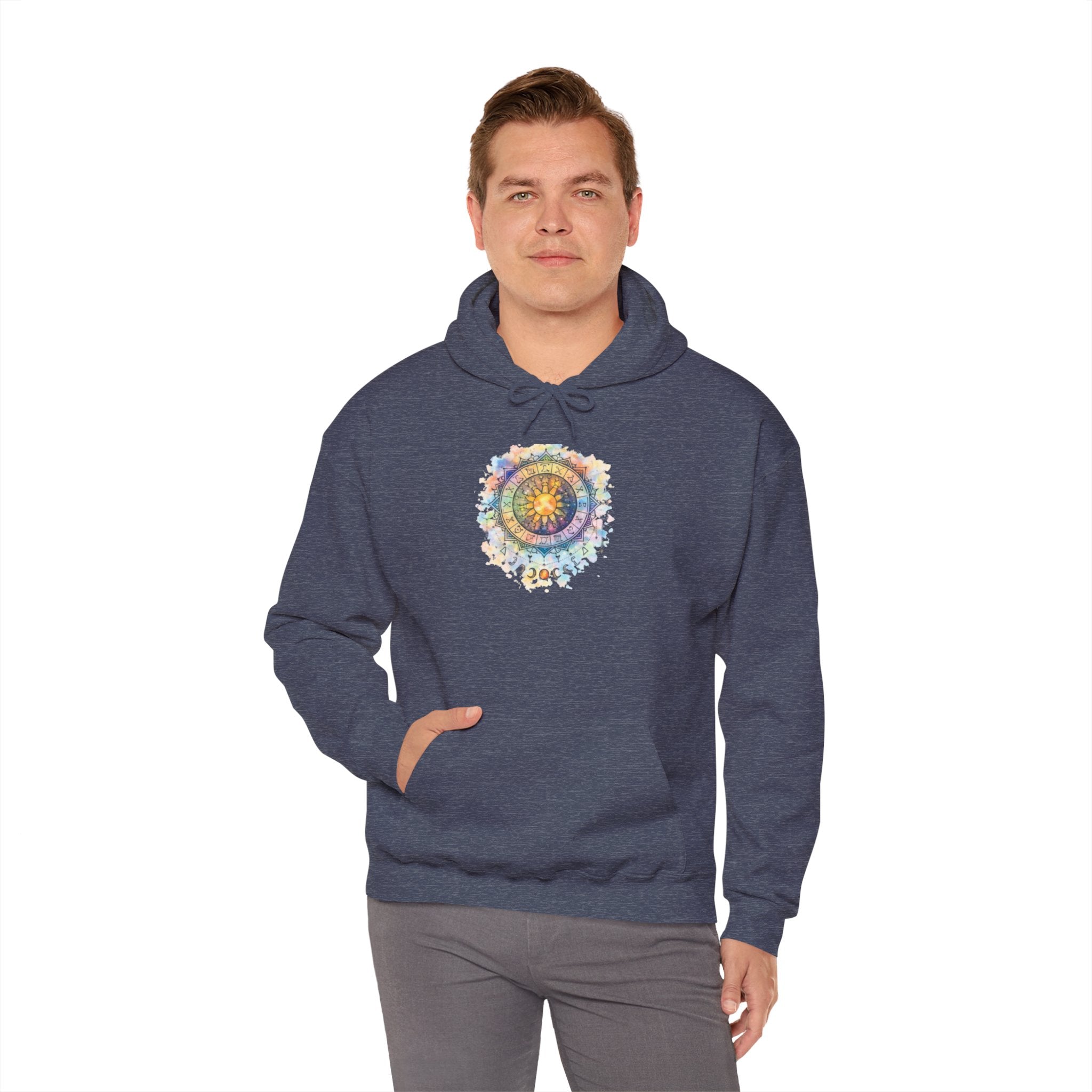 Astrology Compass Hoodie — Boho Tie-Dye Mandala Graphic