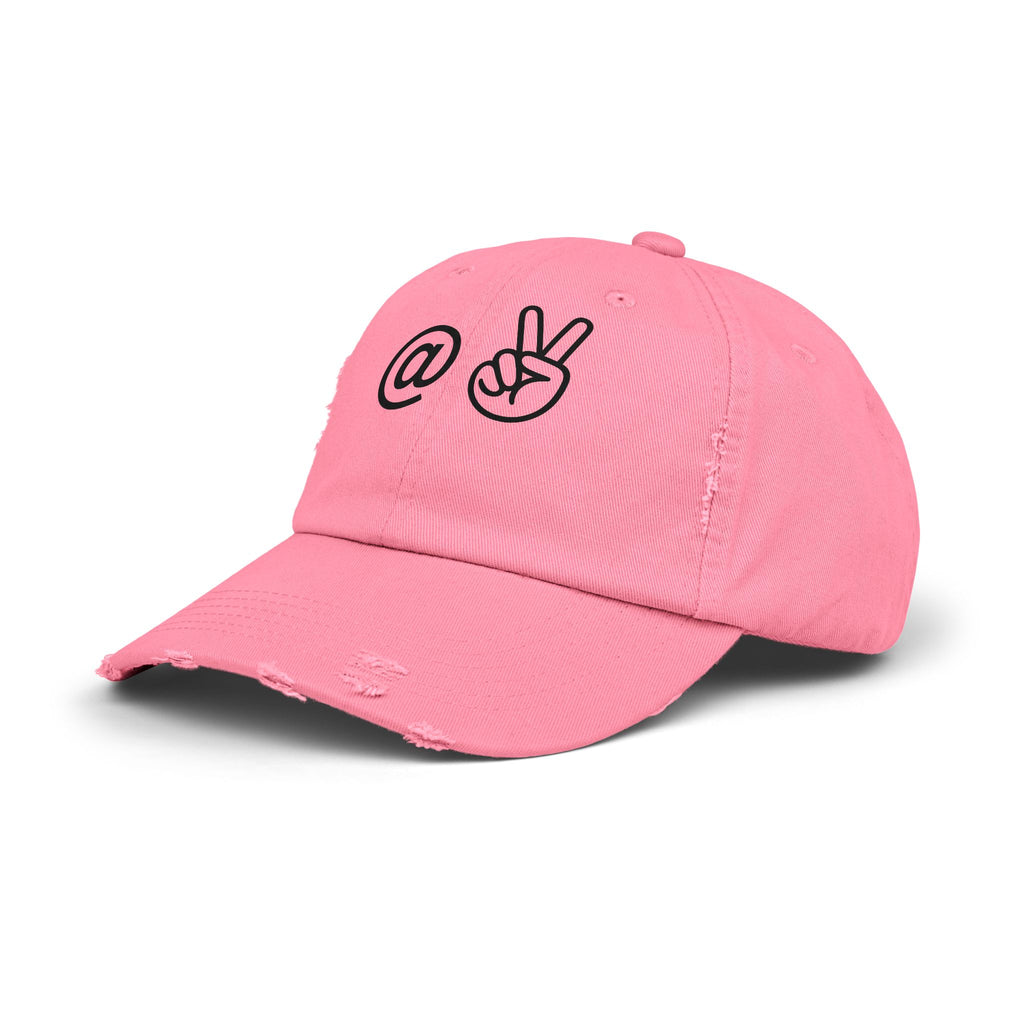 Distressed Embroidered "@ Peace" Cap