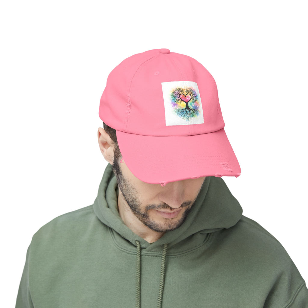 Water color Tree of Life Distressed Hat
